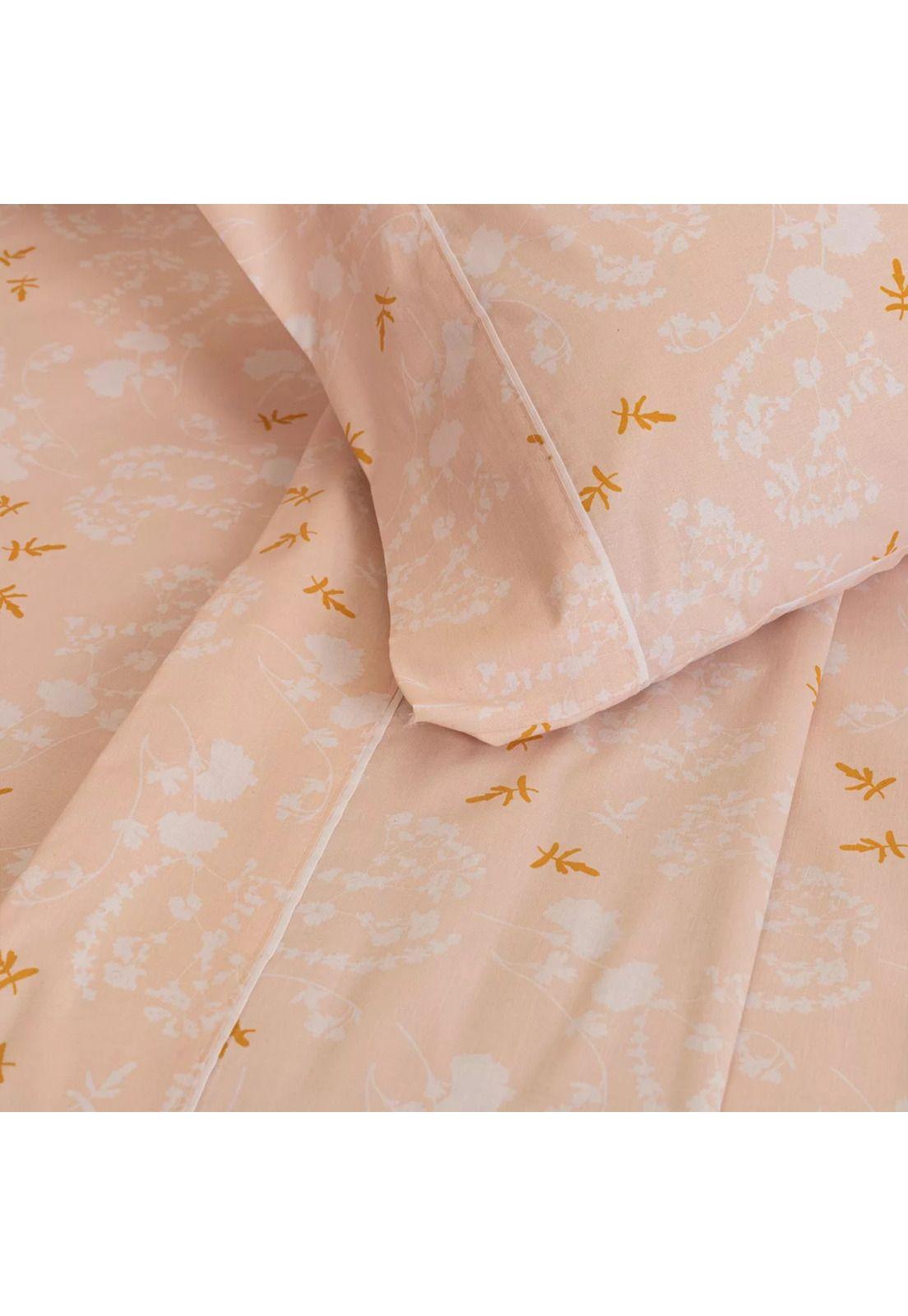 Juego Sábanas Algodón Poliéster Estampadas 2 PL Florales Rosa-4