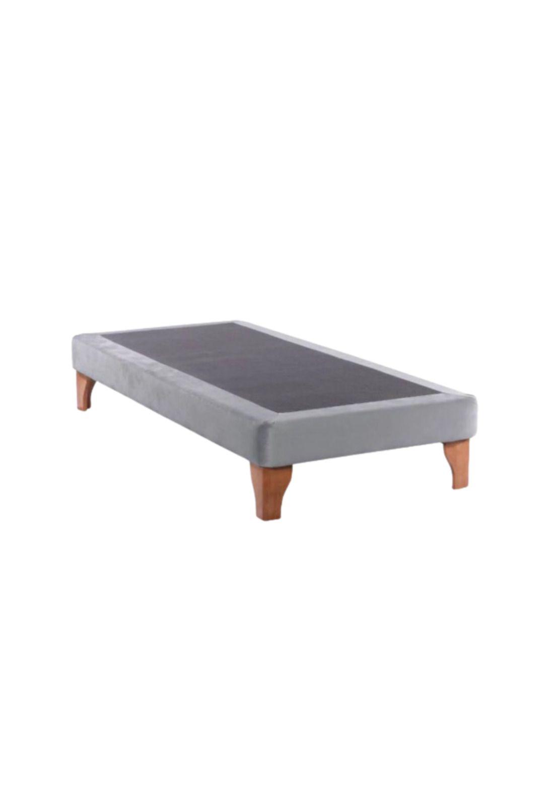 Base Elegante Cama Europea 1.5 Plazas 105x190 CM Gris Claro Felpa-2