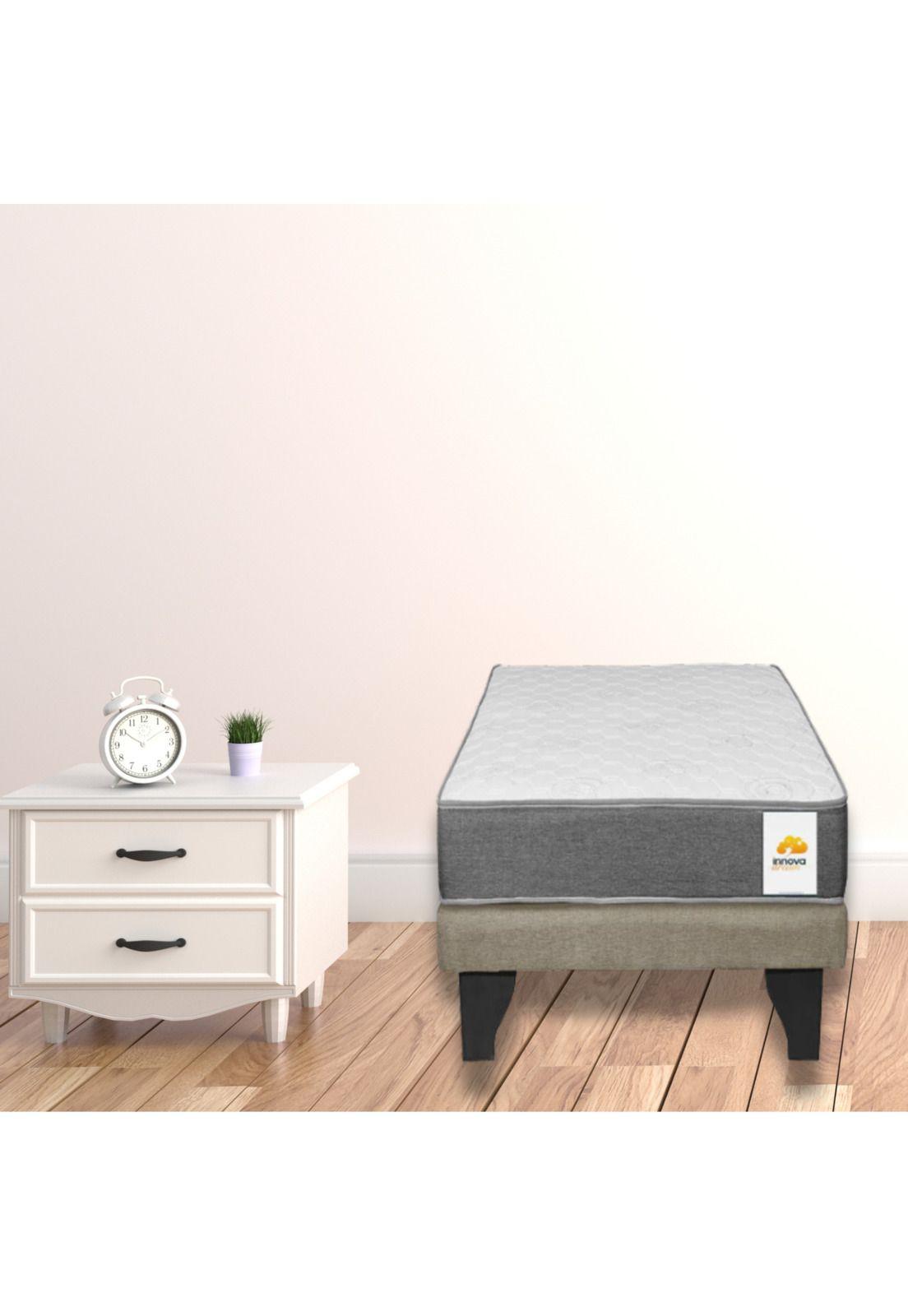 Base Elegante Cama Europea 1.5 Plazas 105x190 CM Gris Claro Felpa-4