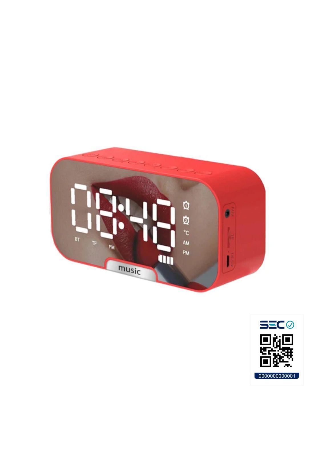 Radio Reloj Despertador Digital Parlante Bluetooth Espejo Rojo-6