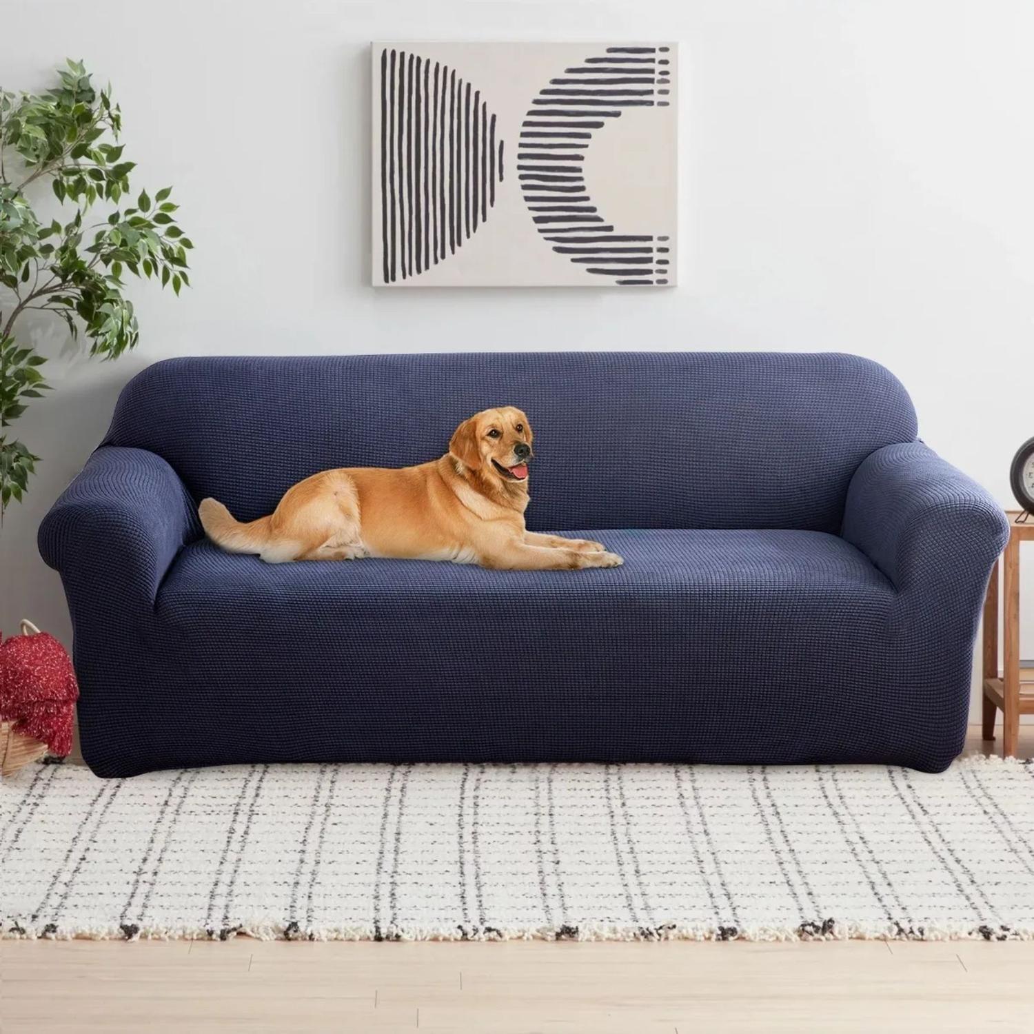 Funda Sofá Cubre Sillón Protectora Elastizada 230 CM Azul-4