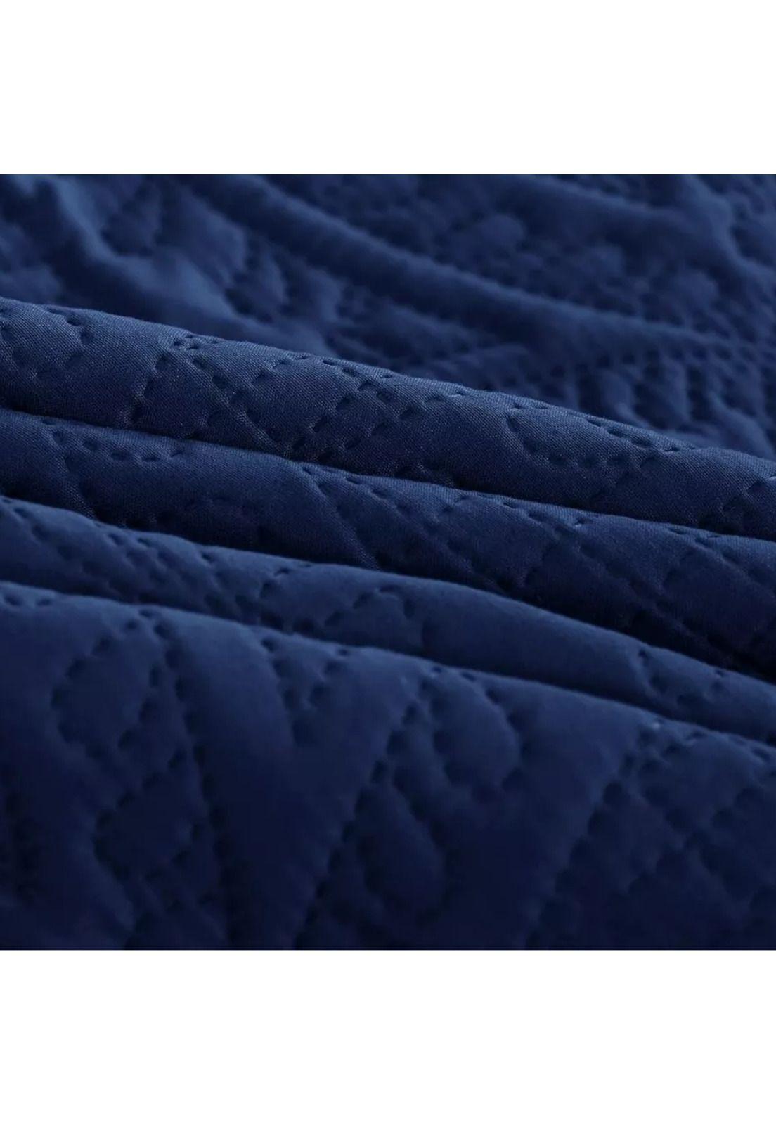 Cubrecama Quilt Reversible Queen 228x228 CM Más Fundas Almohada Azul-6