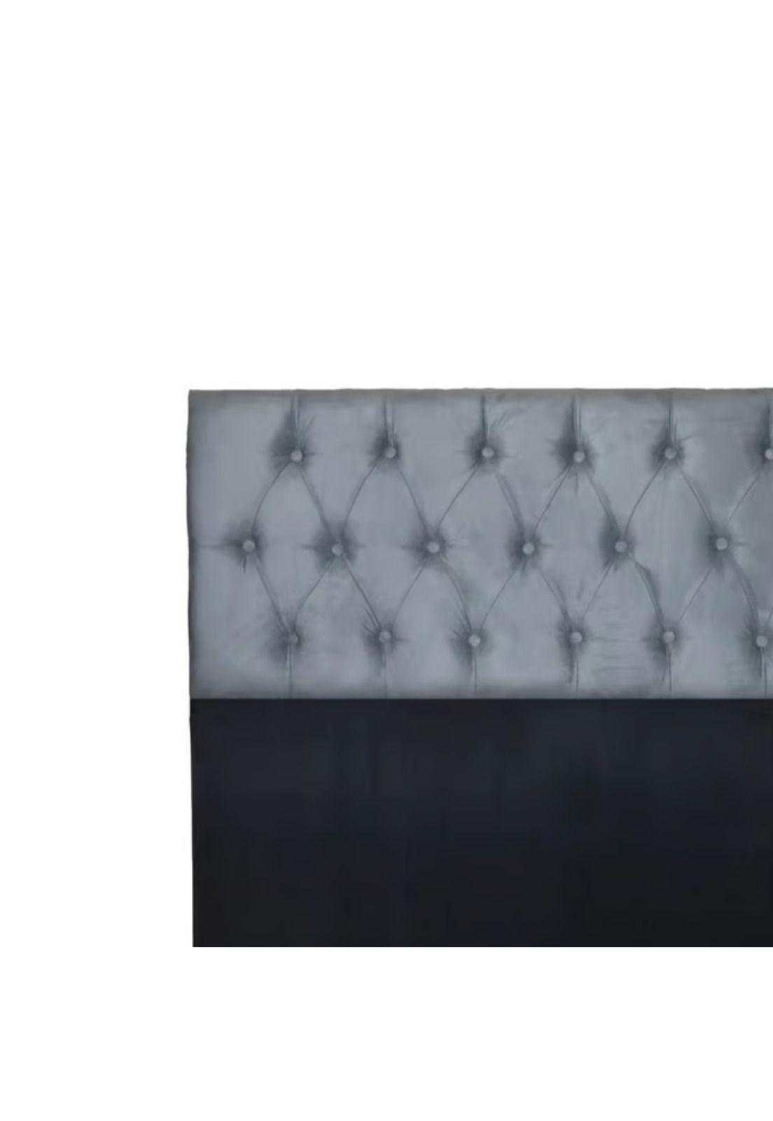 Respaldo King Piso Capitone Premiun 180x140 CM Gris Azulado Felpa-1
