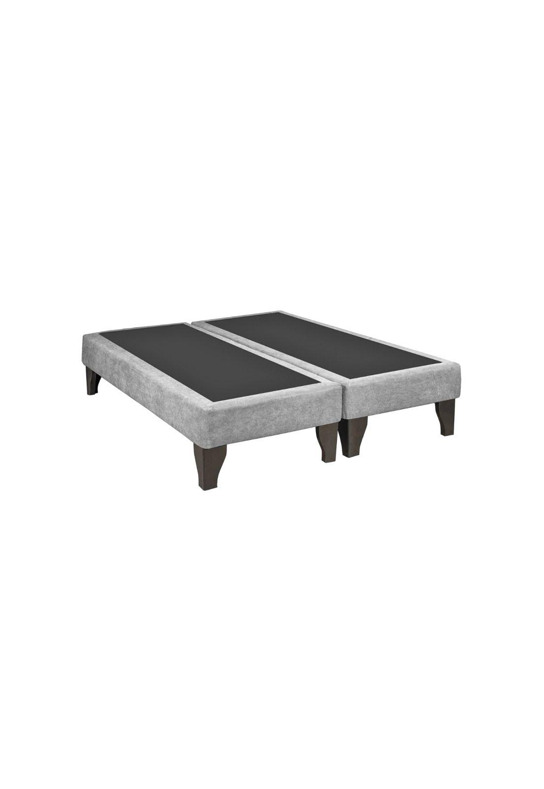 Base Dividida Cama Europea 2 Plazas 150x200 CM Gris Claro Felpa-2
