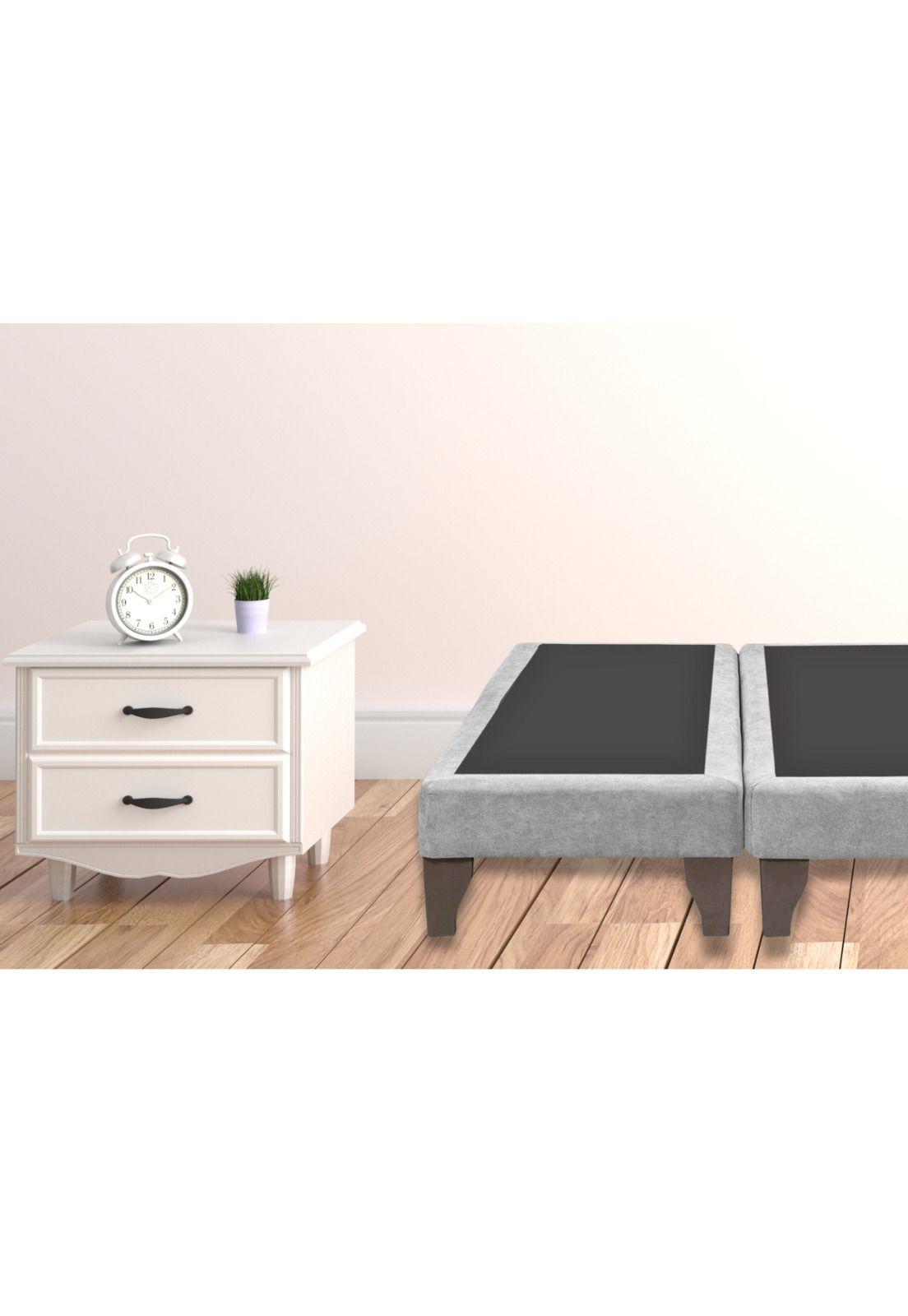 Base Dividida Cama Europea 2 Plazas 150x200 CM Gris Claro Felpa-4