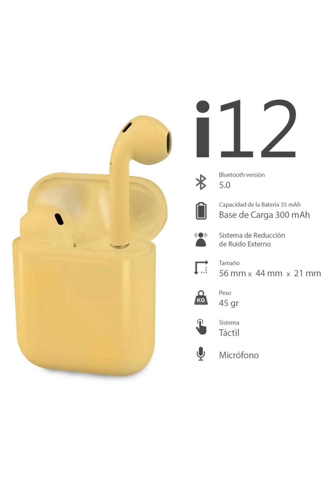 Audífonos Inalámbricos Bluetooth Táctil I12 Tws Amarillo-8