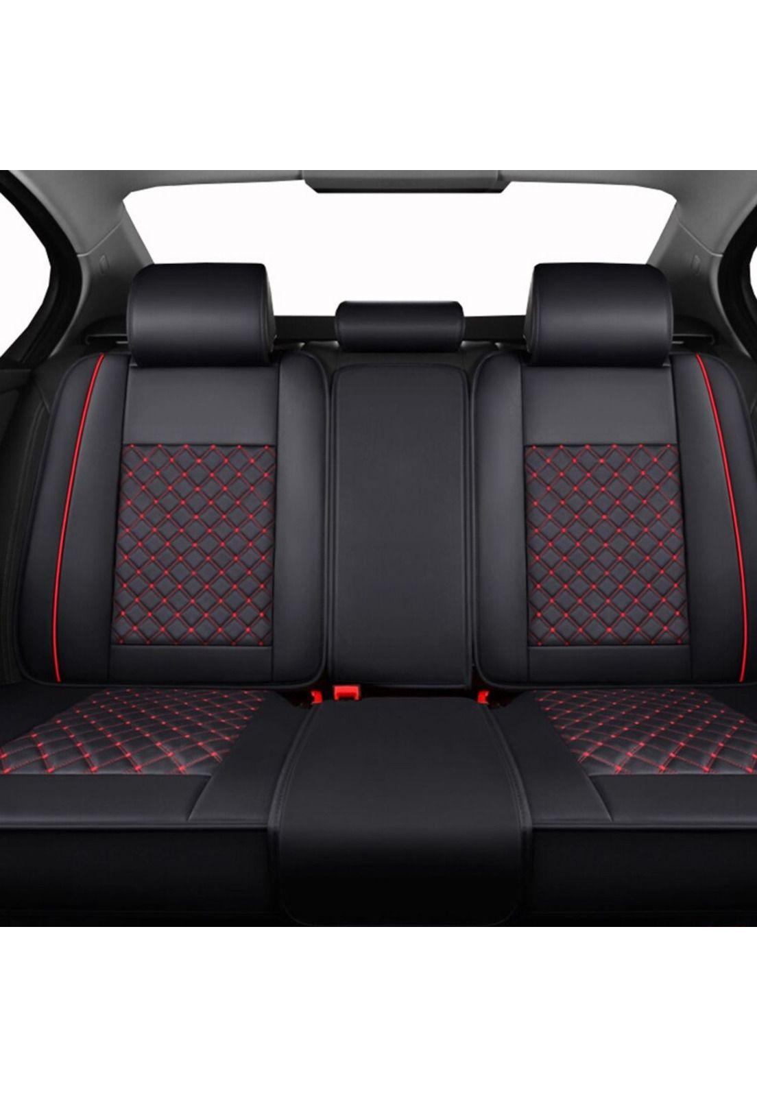 Funda Asiento Auto Premium Eco Cuero Lisboa Negro Rojo-3