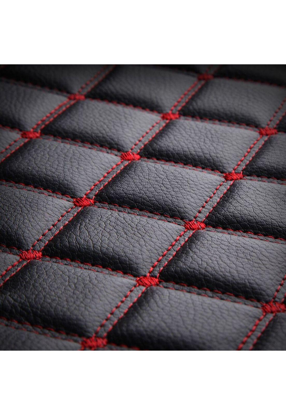 Funda Asiento Auto Premium Eco Cuero Lisboa Negro Rojo-4