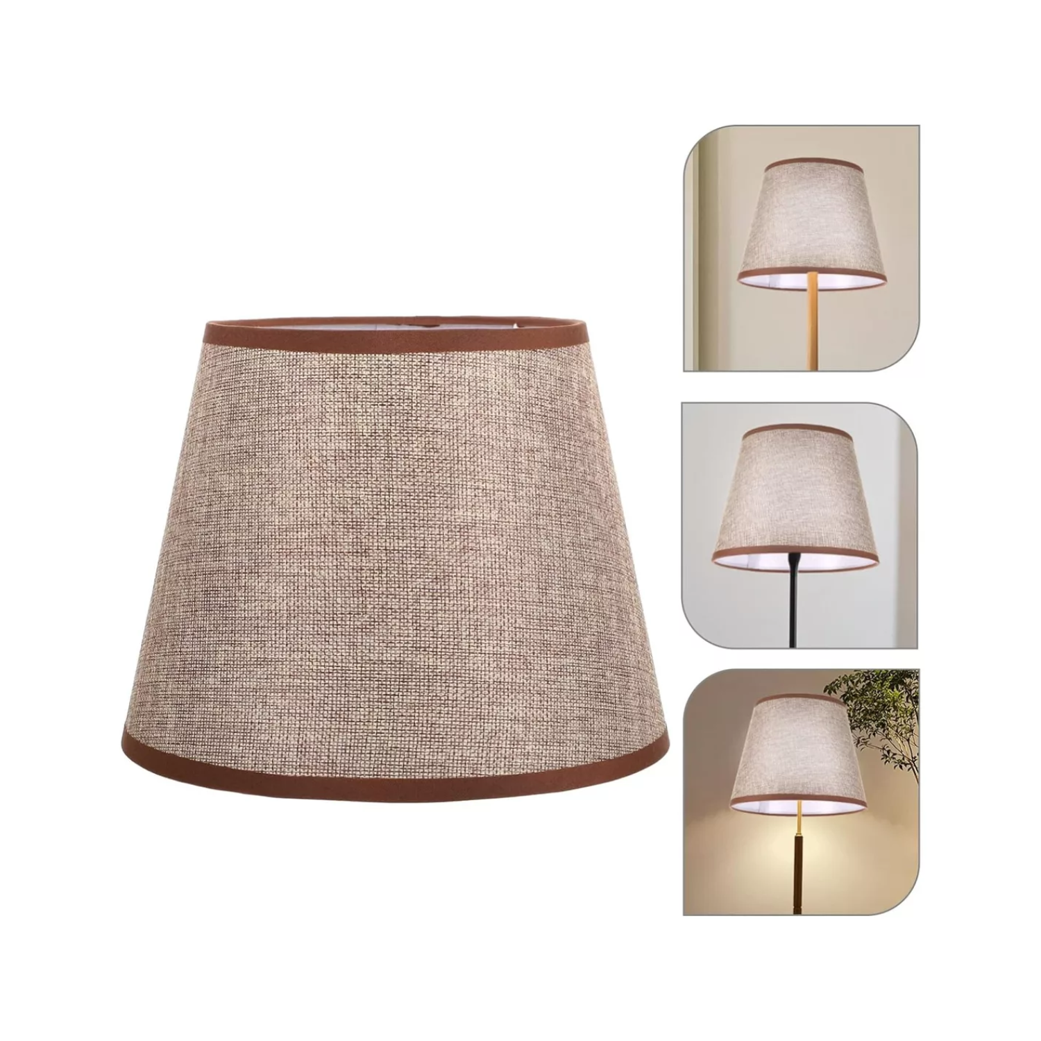 Pantalla Vestido Lámpara Repuesto Redonda 25x16.5x20 CM E27 Beige-2