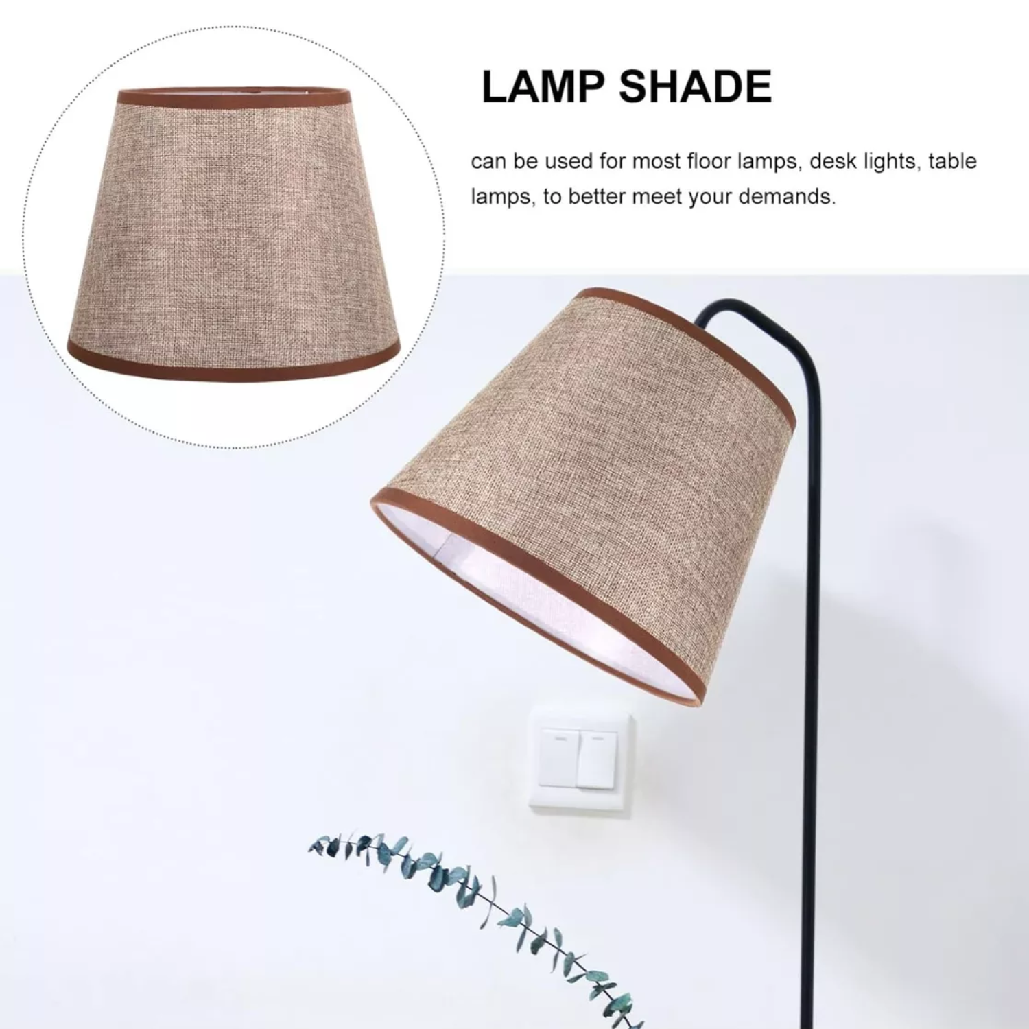 Pantalla Vestido Lámpara Repuesto Redonda 25x16.5x20 CM E27 Beige-4