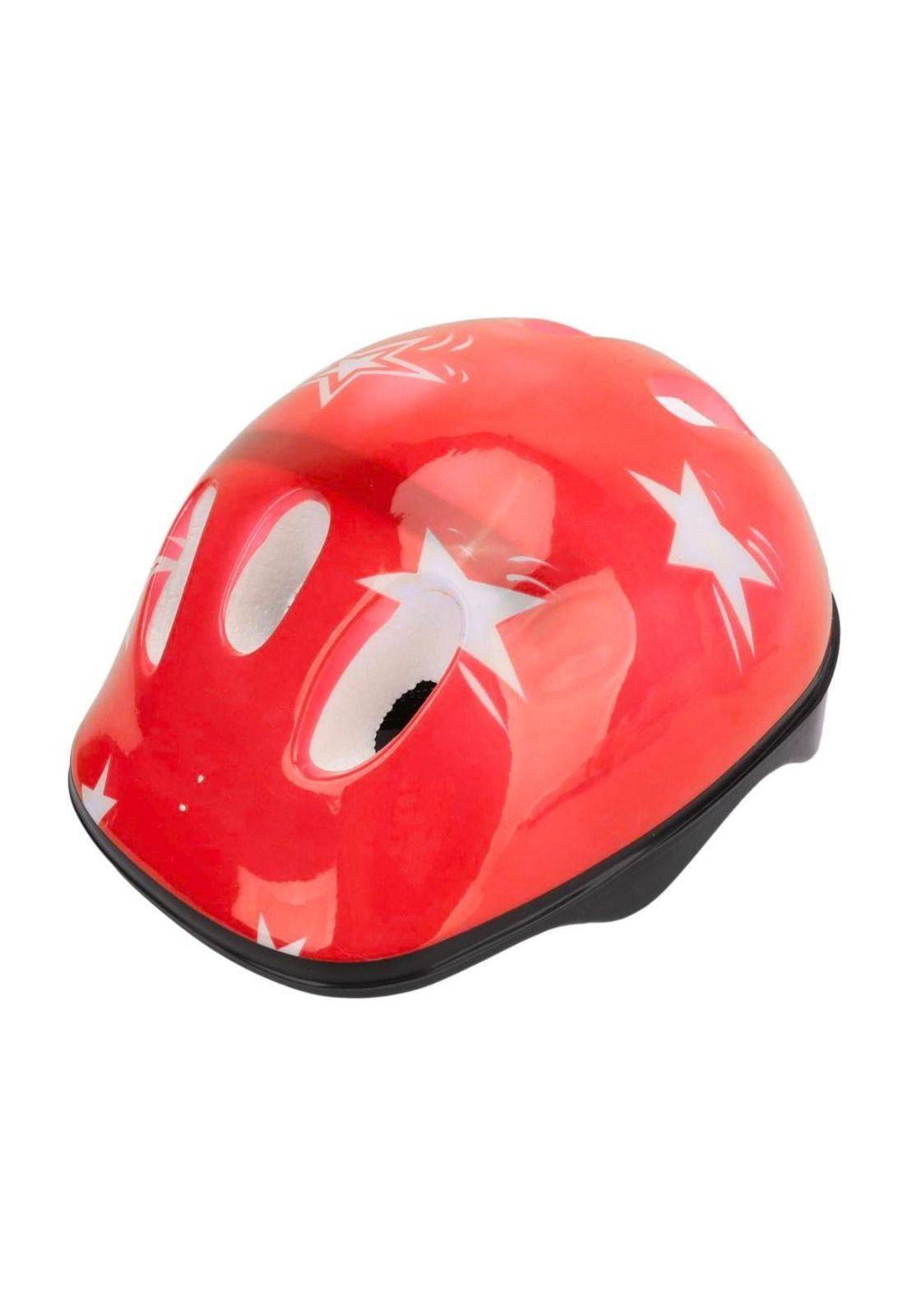 Casco Bicicleta Seguridad Infantil Niños Rodilleras Coderas Muñequeras Rojo-1
