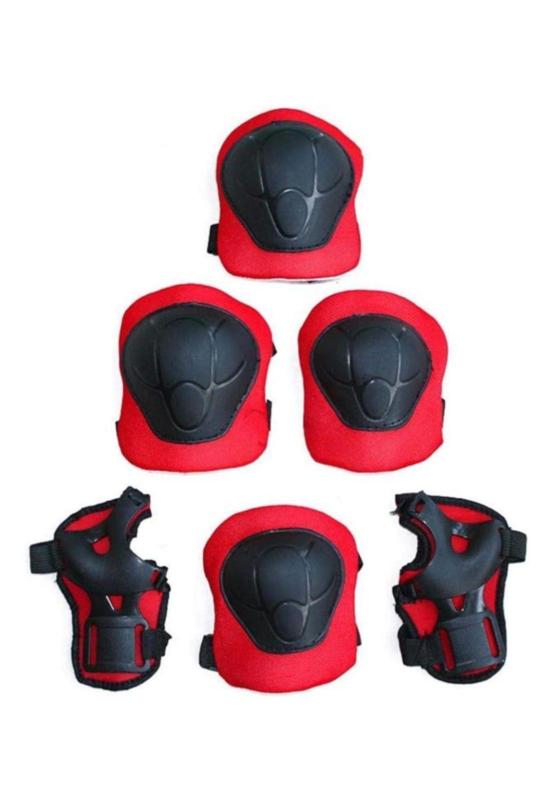 Casco Bicicleta Seguridad Infantil Niños Rodilleras Coderas Muñequeras Rojo-3