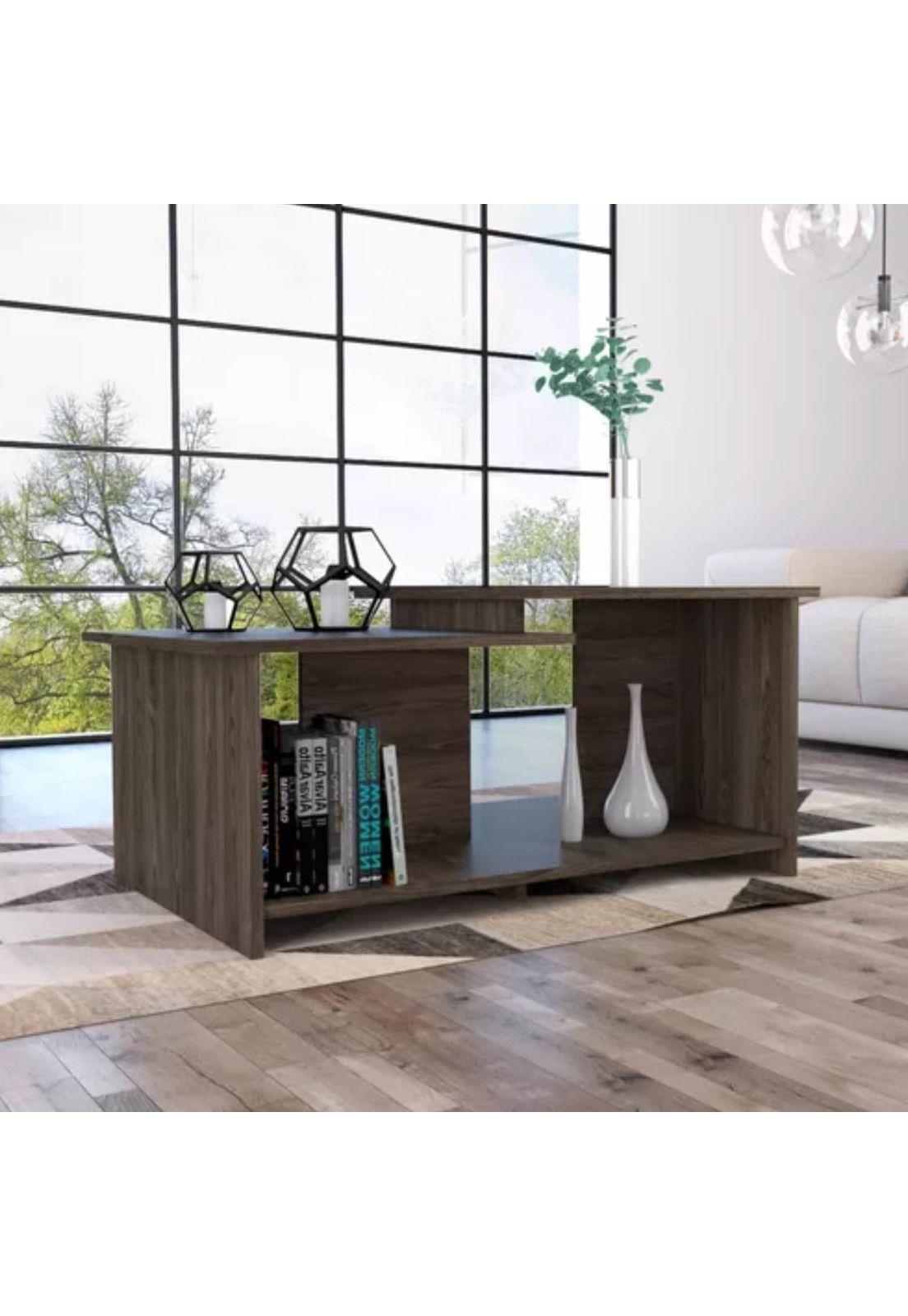Mesa Centro Melamina Café 41x89x53 CM-3