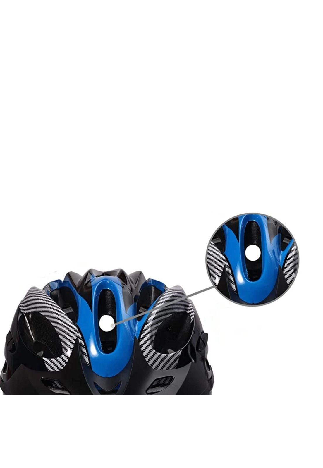 Casco Azul Bicicleta Profesional Full Seguridad Luz-3