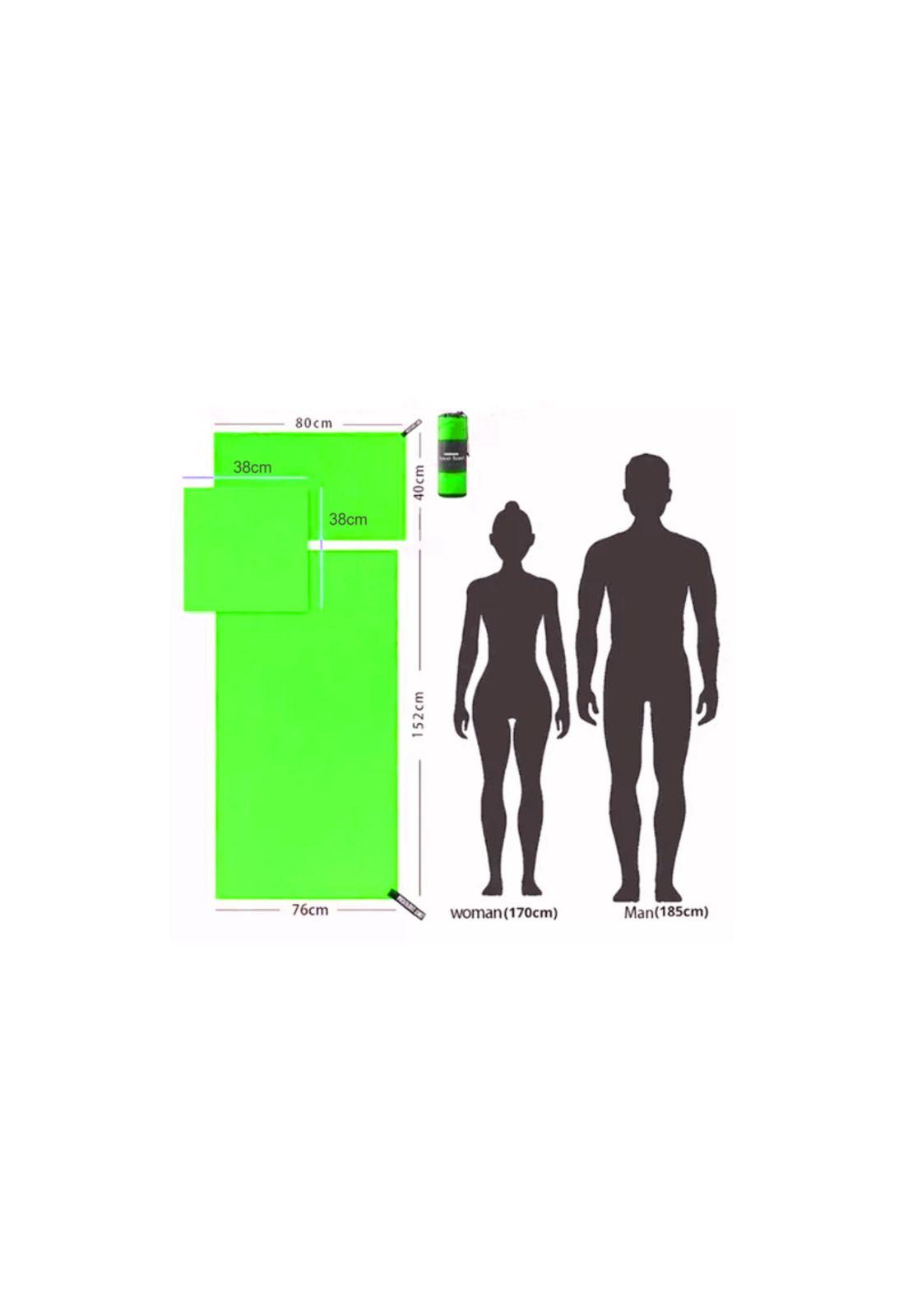 Set 3 Toallas Baño Viaje Microfibra Secado Rápido Verde Flúor-5