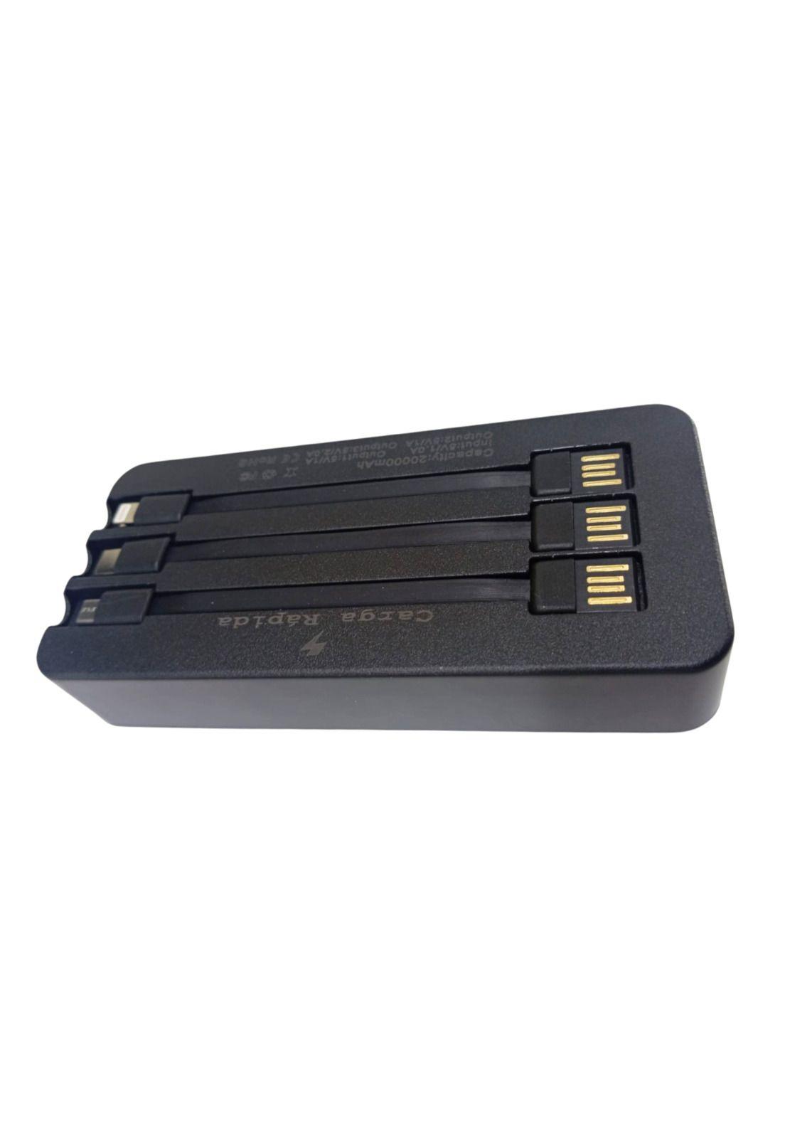 Batería Emergencia Power Bank 20.000 MHZ 3 Puertos Negro-3