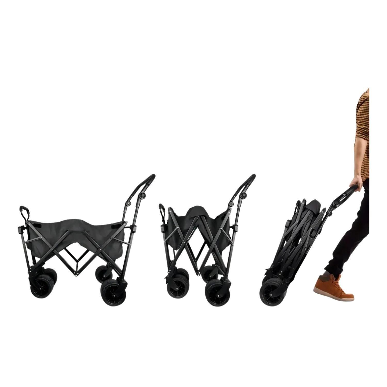 Carrito Carriola Plegable Portátil Exteriores Toldo Llantas 360º Negro-2