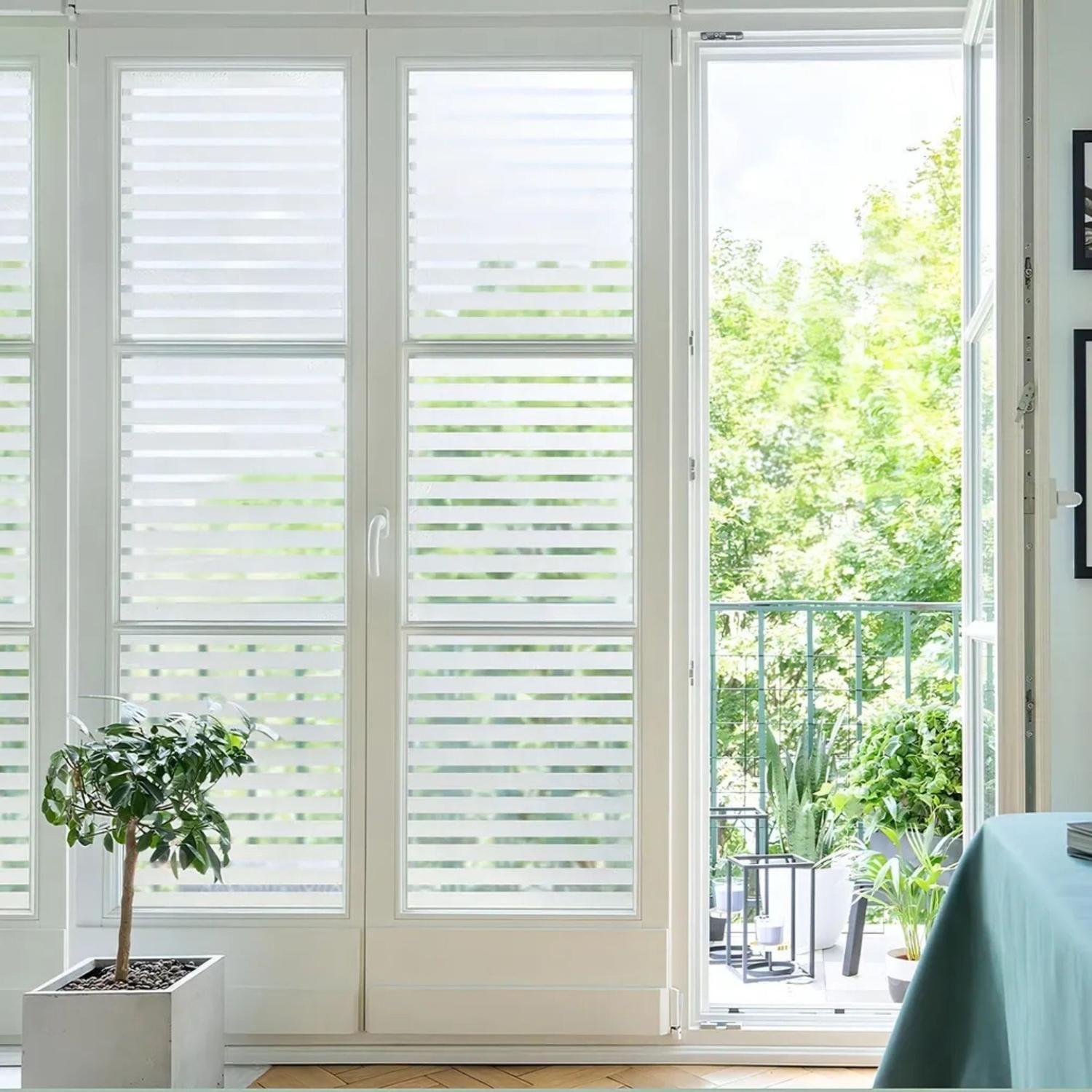 Vinilo Aizo Electrostático Ventana 2 MTS x 50 CM Rayas Blancas-2