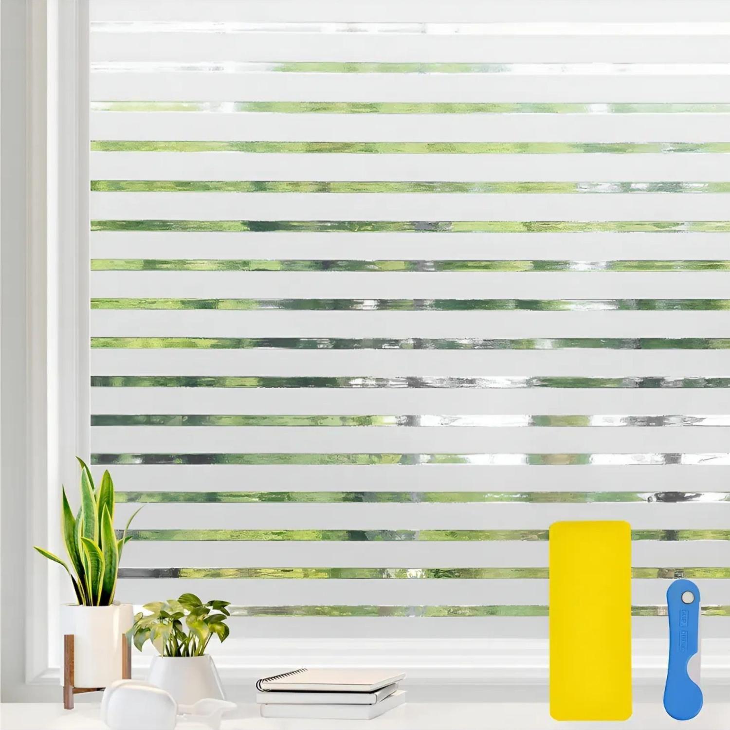 Vinilo Aizo Electrostático Ventana 2 MTS x 50 CM Rayas Blancas-3