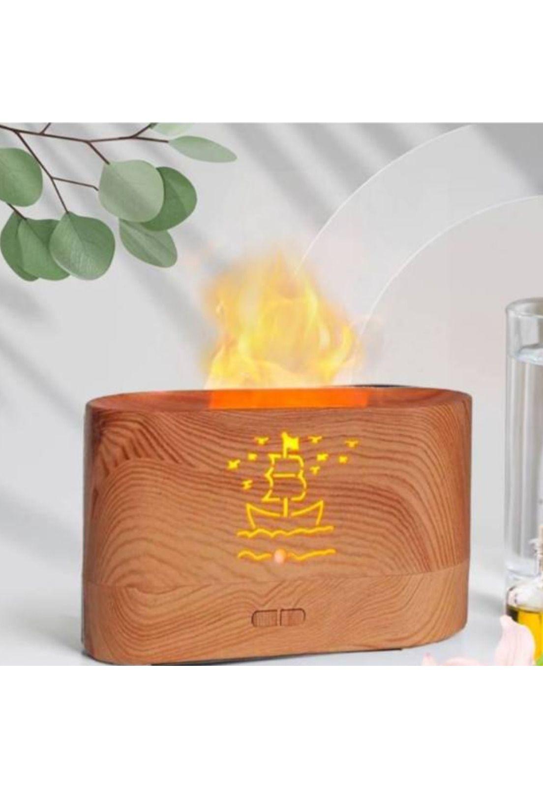 Humidificador Difusor Aroma Diseño Chimenea Madera-3