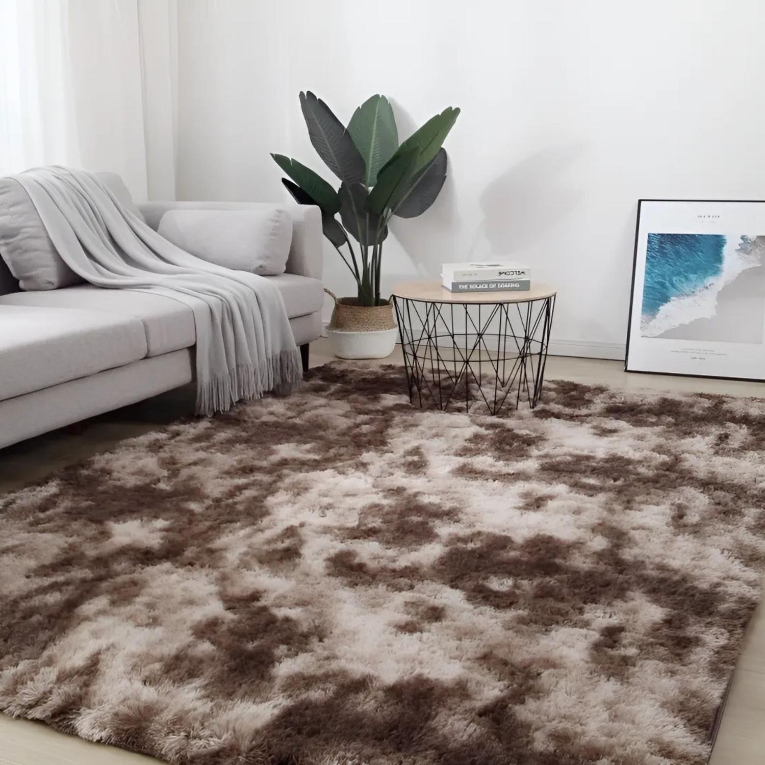 Alfombra Peluda Super Suave 2x1,8 MTS Café Jaspeado-2