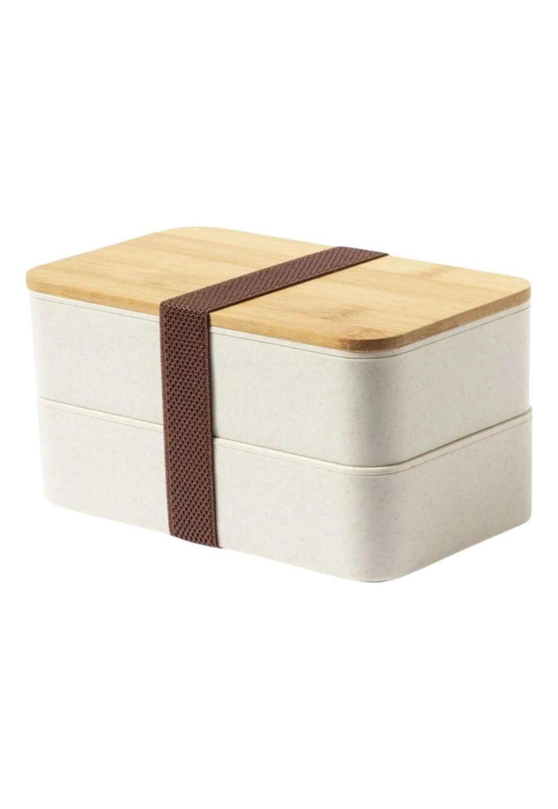 Contenedor Tupper Hermético Doble PP Bambú Bawar 1400 ML-0