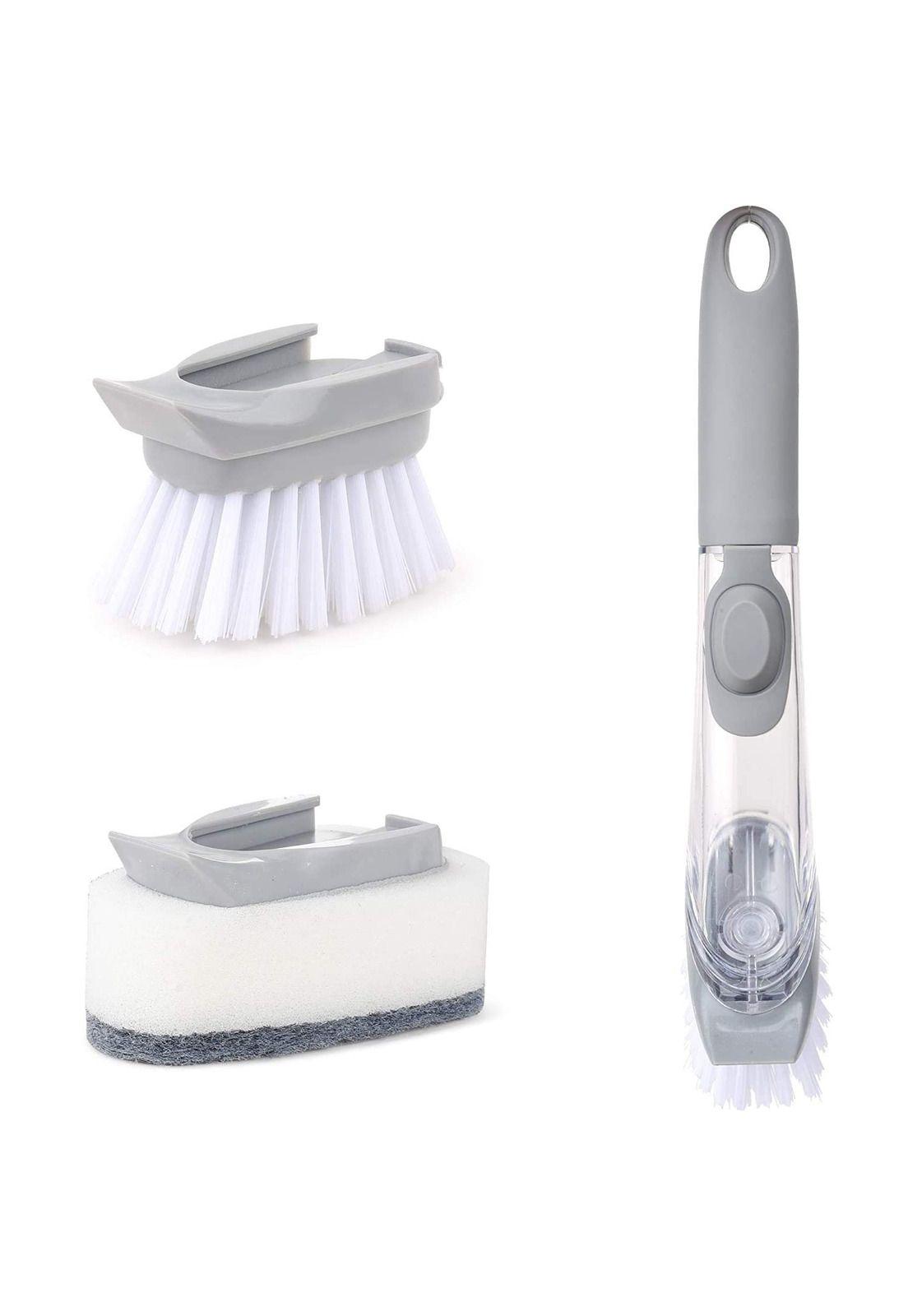 Cepillo Dispensador Jabón Ollas Lavaloza Gris-2