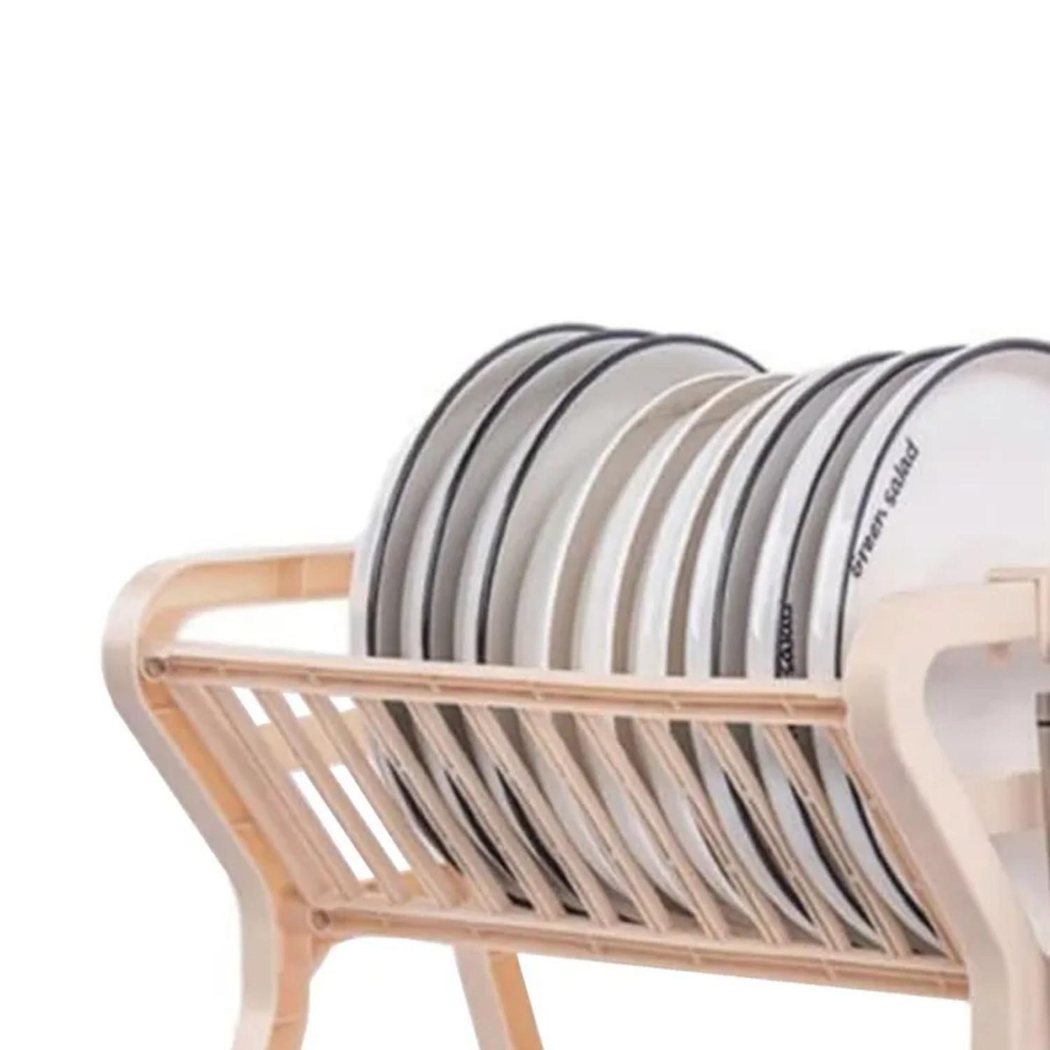 Rack Secador Escurridor Platos 2 Niveles 30x24.4x33.8 CM Beige-2