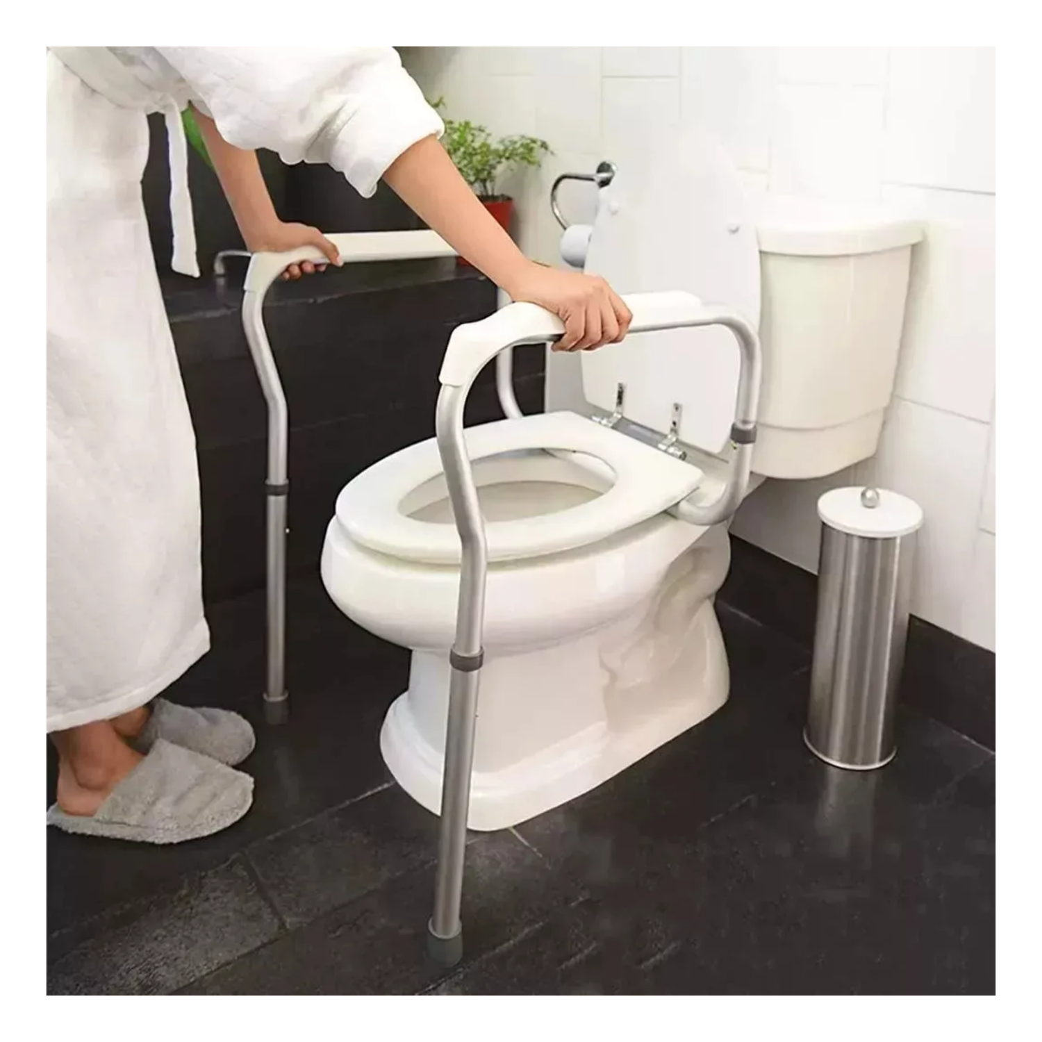 Barra Apoyo Marco Seguridad Baño 77x64 CM Blanco-5