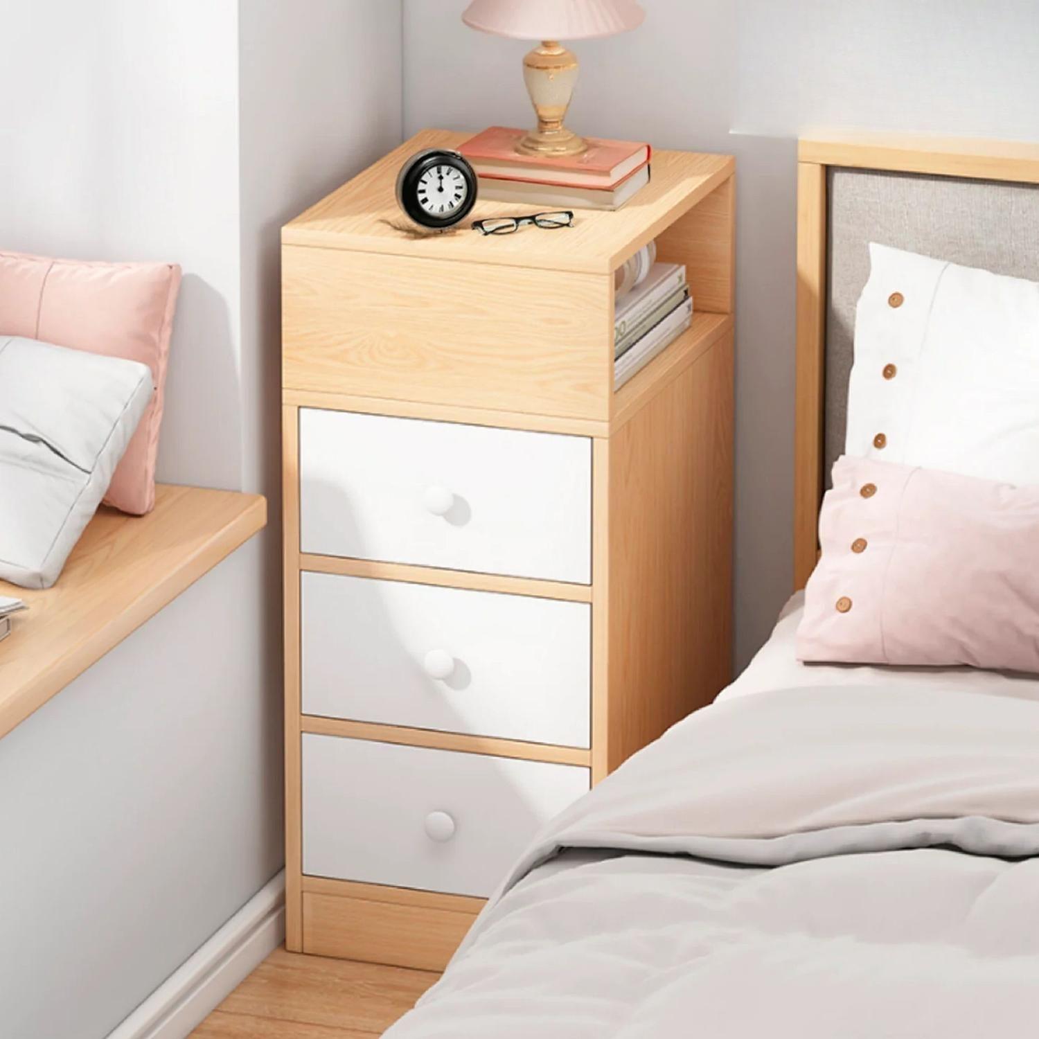 Velador Angosto Esquinero 3 Cajones 30x30x66 CM-2