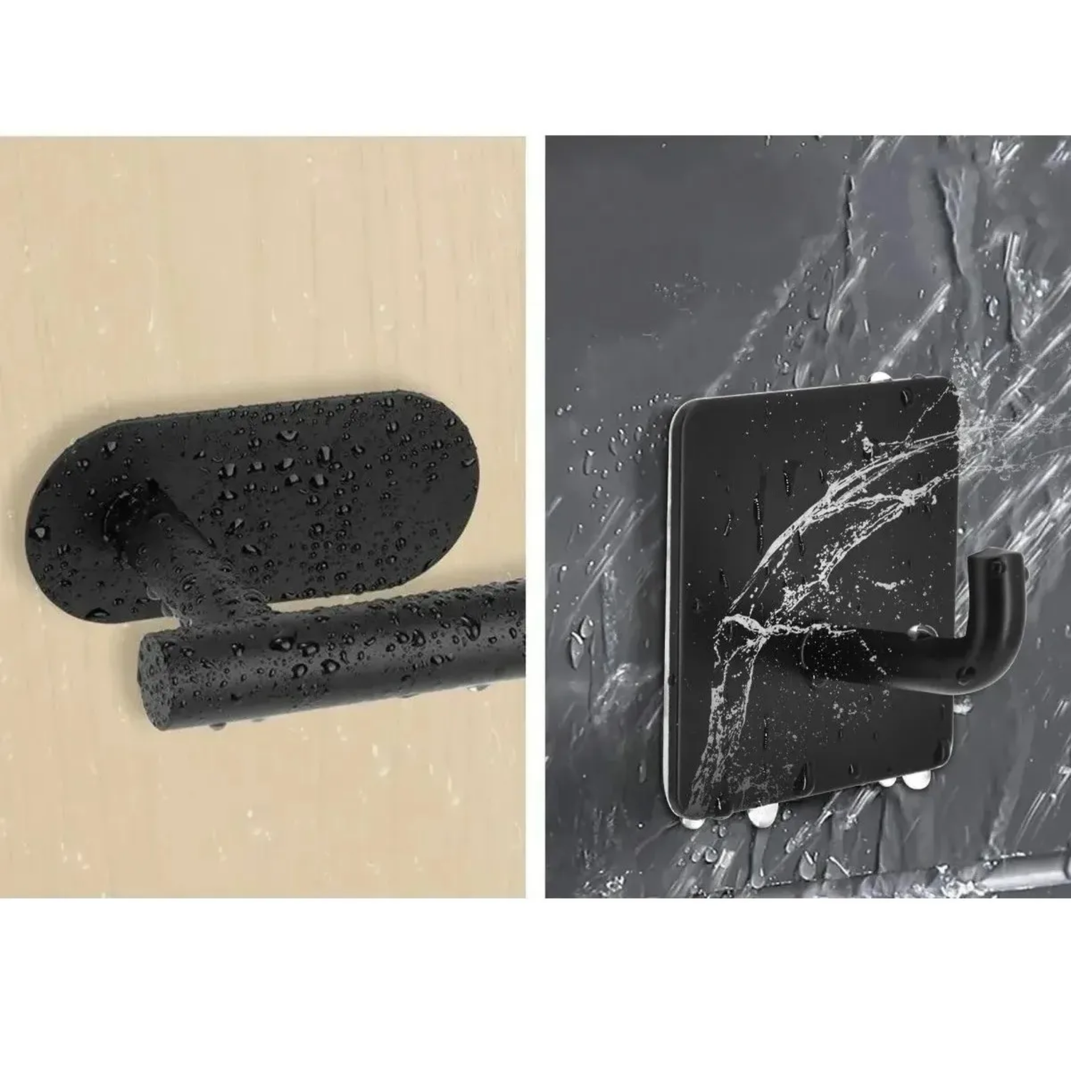 Porta Papel Higienico Más 4 Ganchos Ropa Negro-2