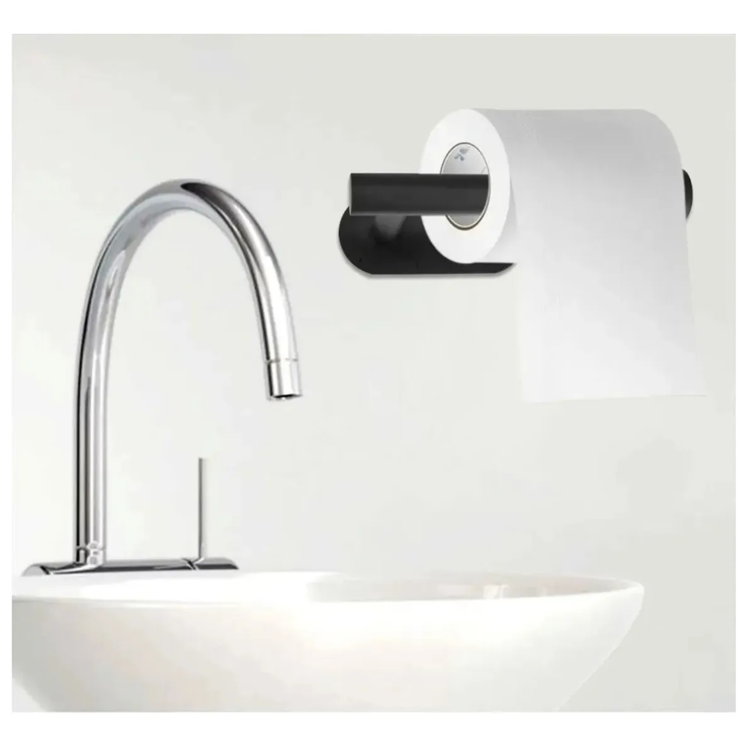 Porta Papel Higienico Más 4 Ganchos Ropa Negro-3