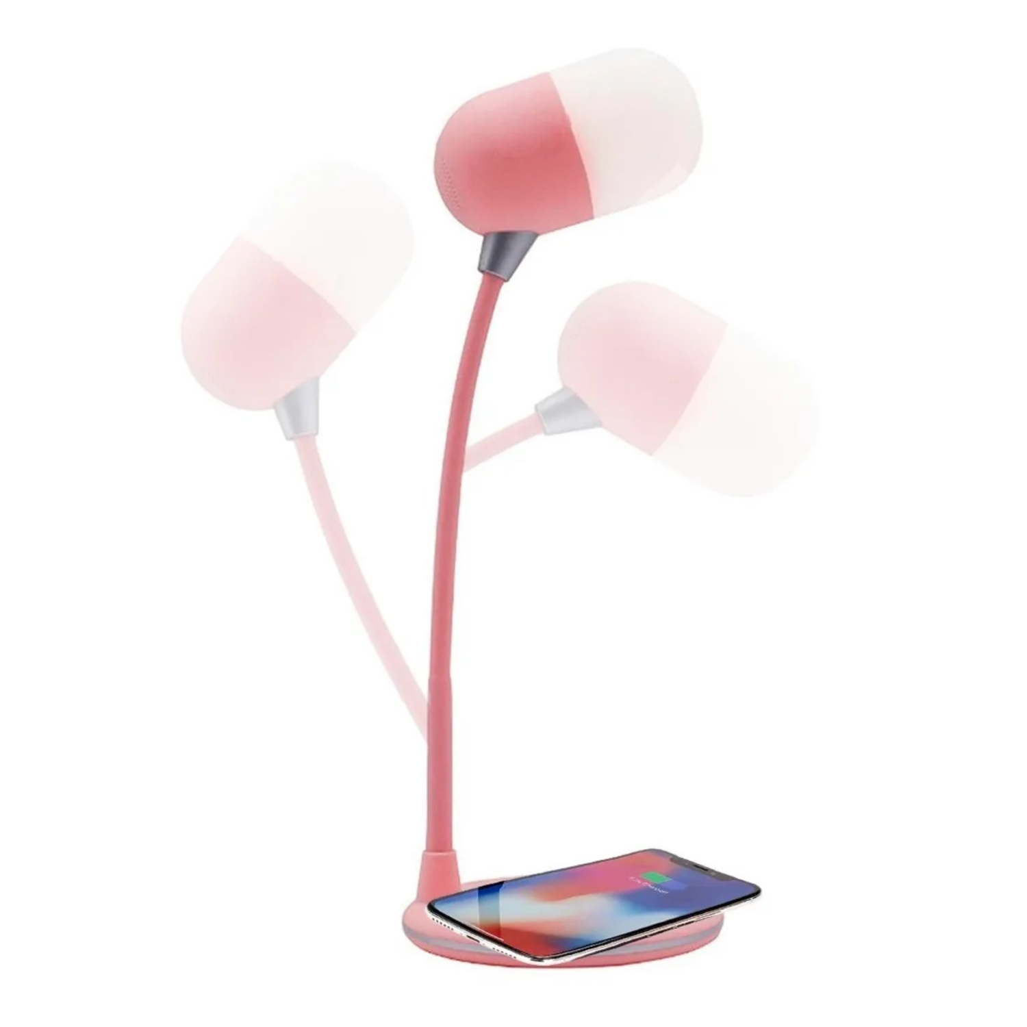 Lampara Escritorio Bluetooth Carga Inalámbrica Rosado-2