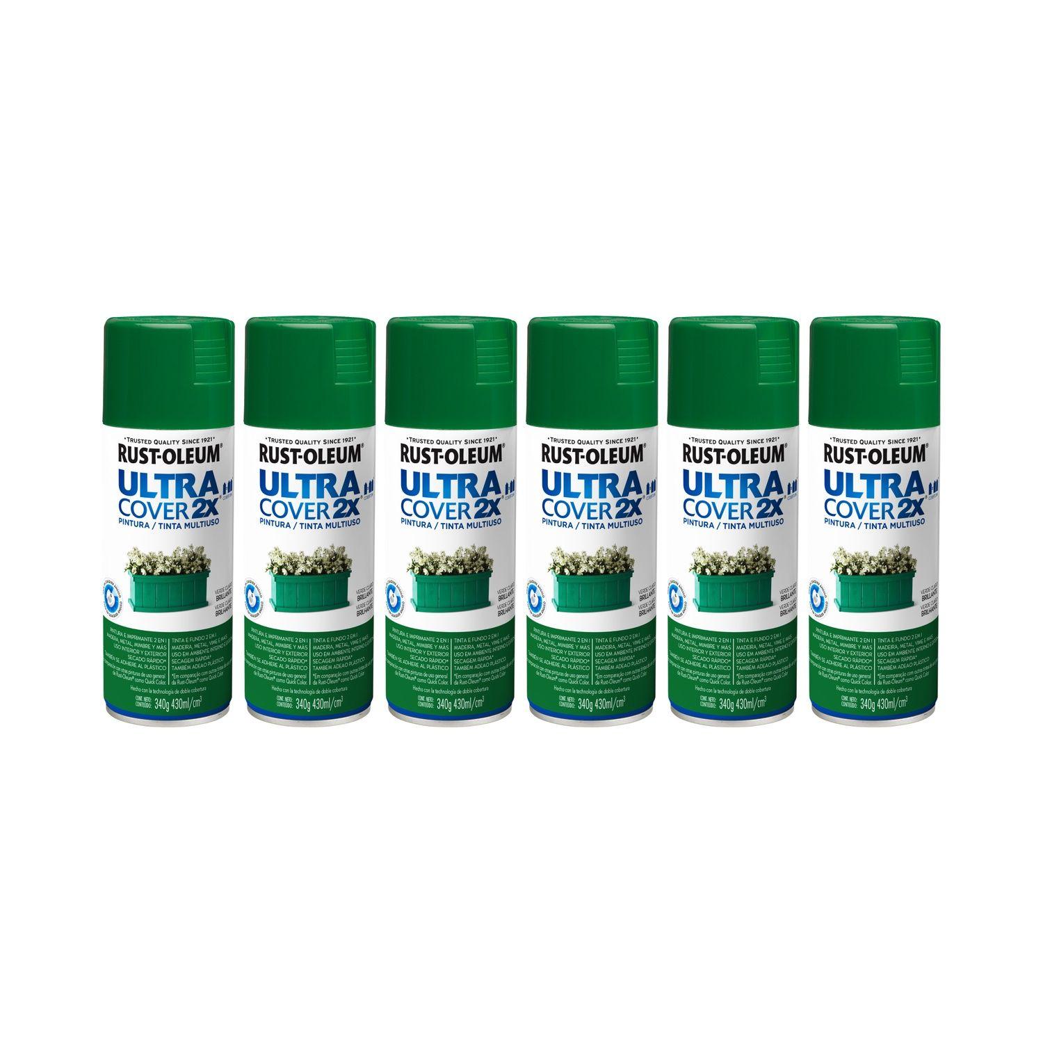 6 Pack Pintura en Spray Ultra Cover 2X Multiuso Verde Claro Brillante 340 g 700077-0