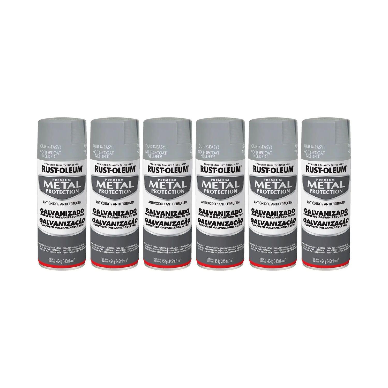 6 Pack Pintura en Spray Metal Protection Compuesto Galvanizado Gris 454 g 700225-0