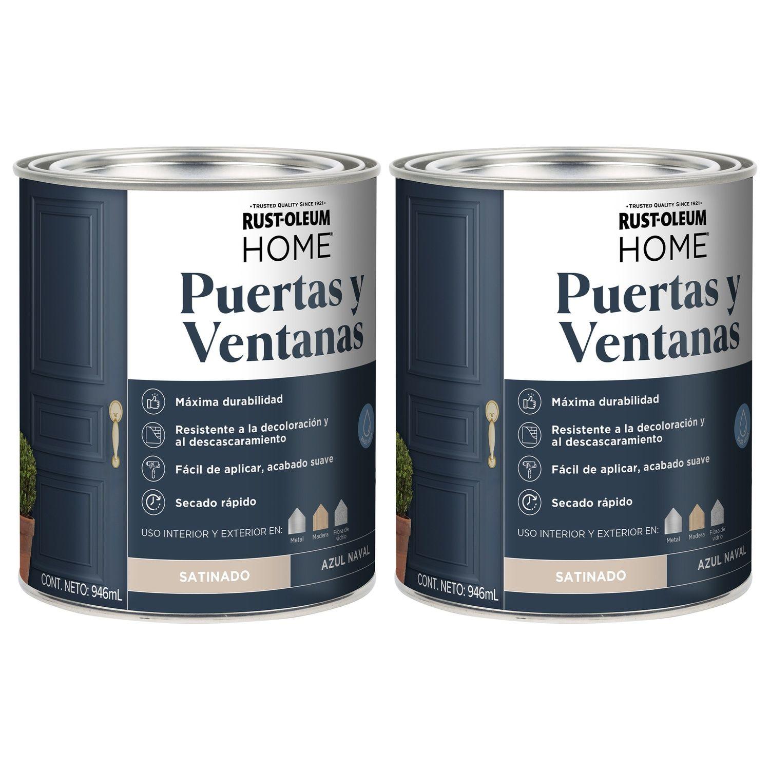 2 Pack Pinturas para Puertas y Ventanas Interior y Exteriror Azul Naval Satinado 946 ml 700281-0