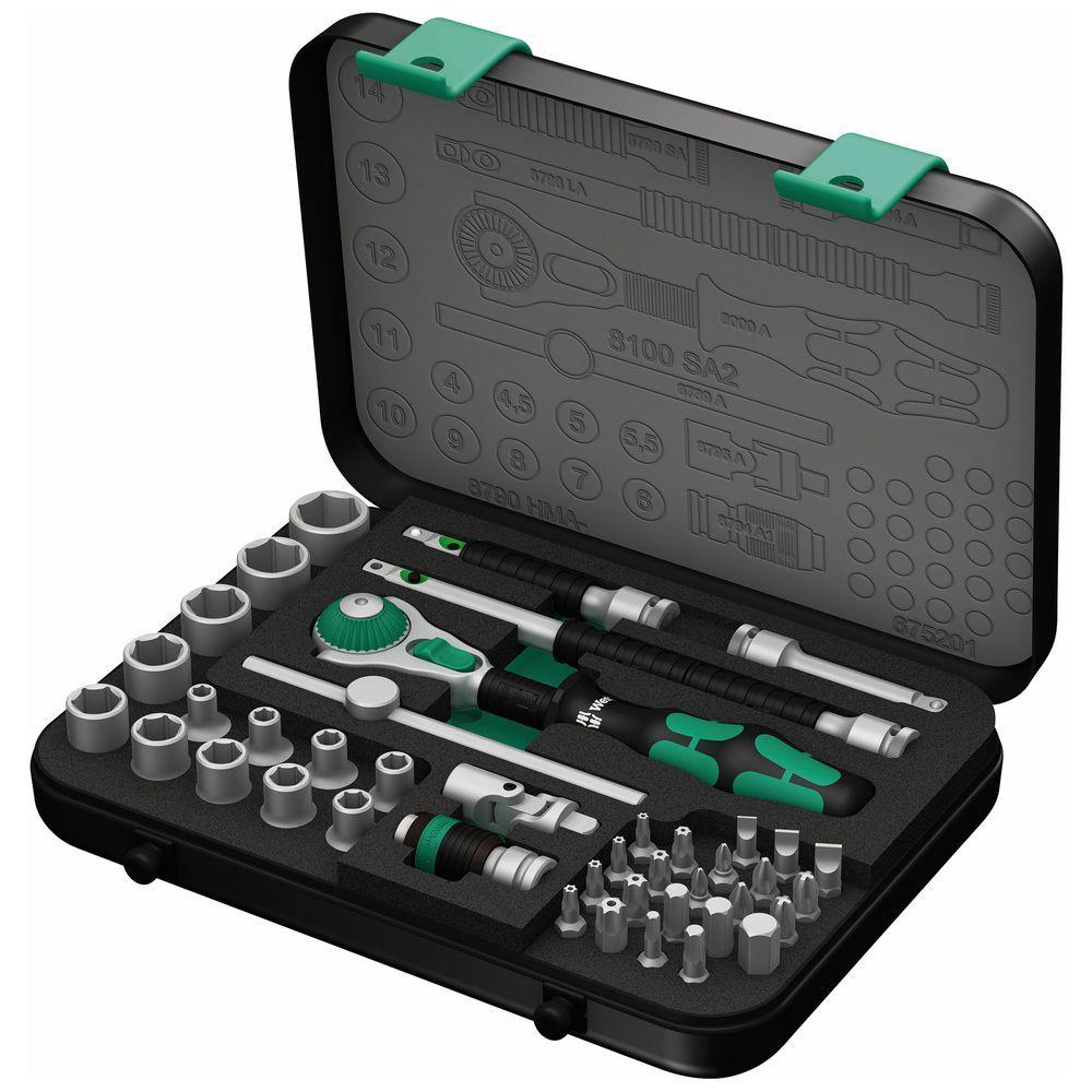 Set Dados y Chicharra 1/4" métrico (42 Piezas) en Caja-0