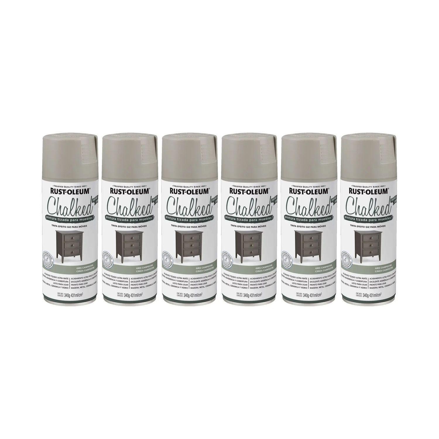Pack 6 Unid.Spray y Tizada Muebles Chalked Gris Campestre Ultra Mate 340 g 700110-0