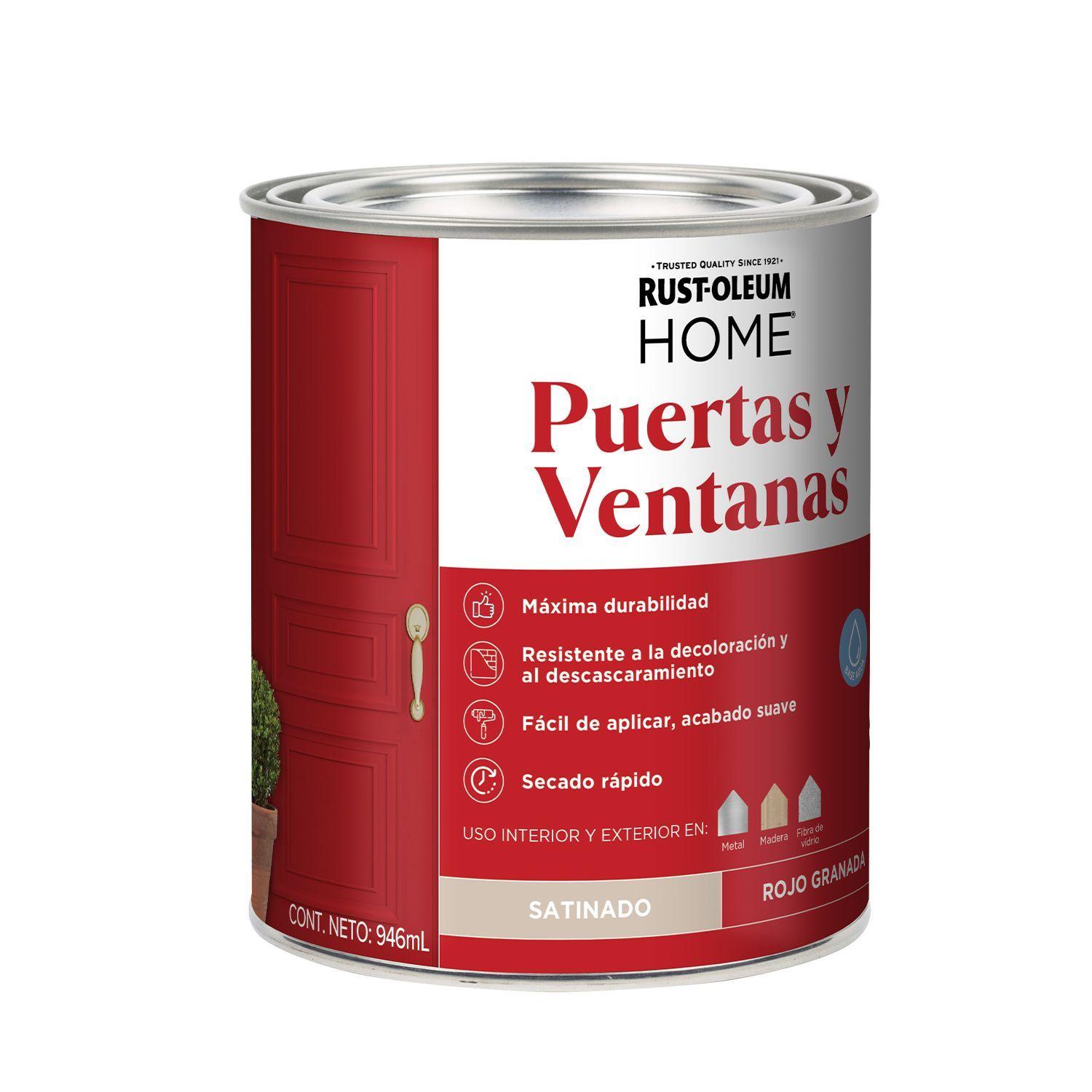 Pack 2 Unid. Pinturas para Puertas y Ventanas Interior y Exteriror Rojo Granada Satinado 946 ml 700283-1