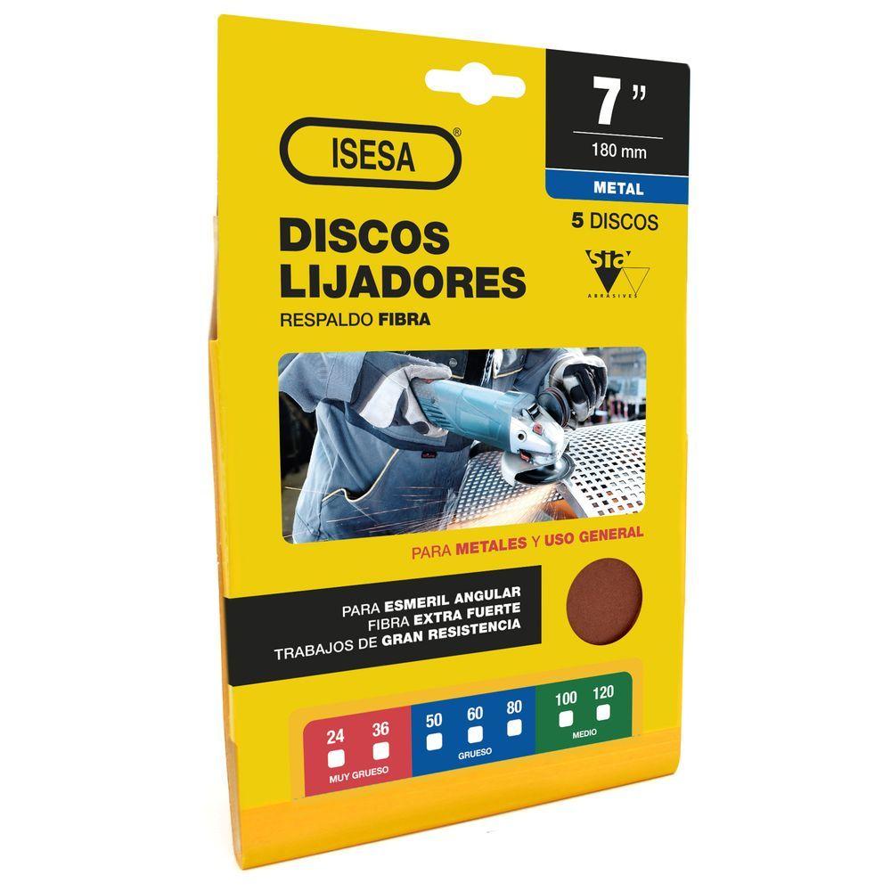 Pack 5 Disco Fibra 7" Grano 80 - Metal - SialoX-0