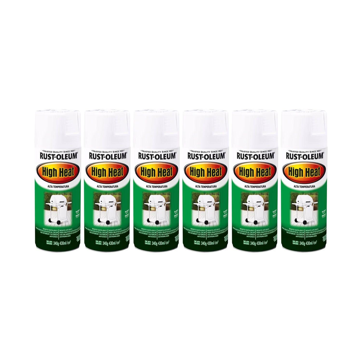 6 Pack Pinturas en Spray High Heat Alta Temperatura Blanco Mate 340 g 700176-0