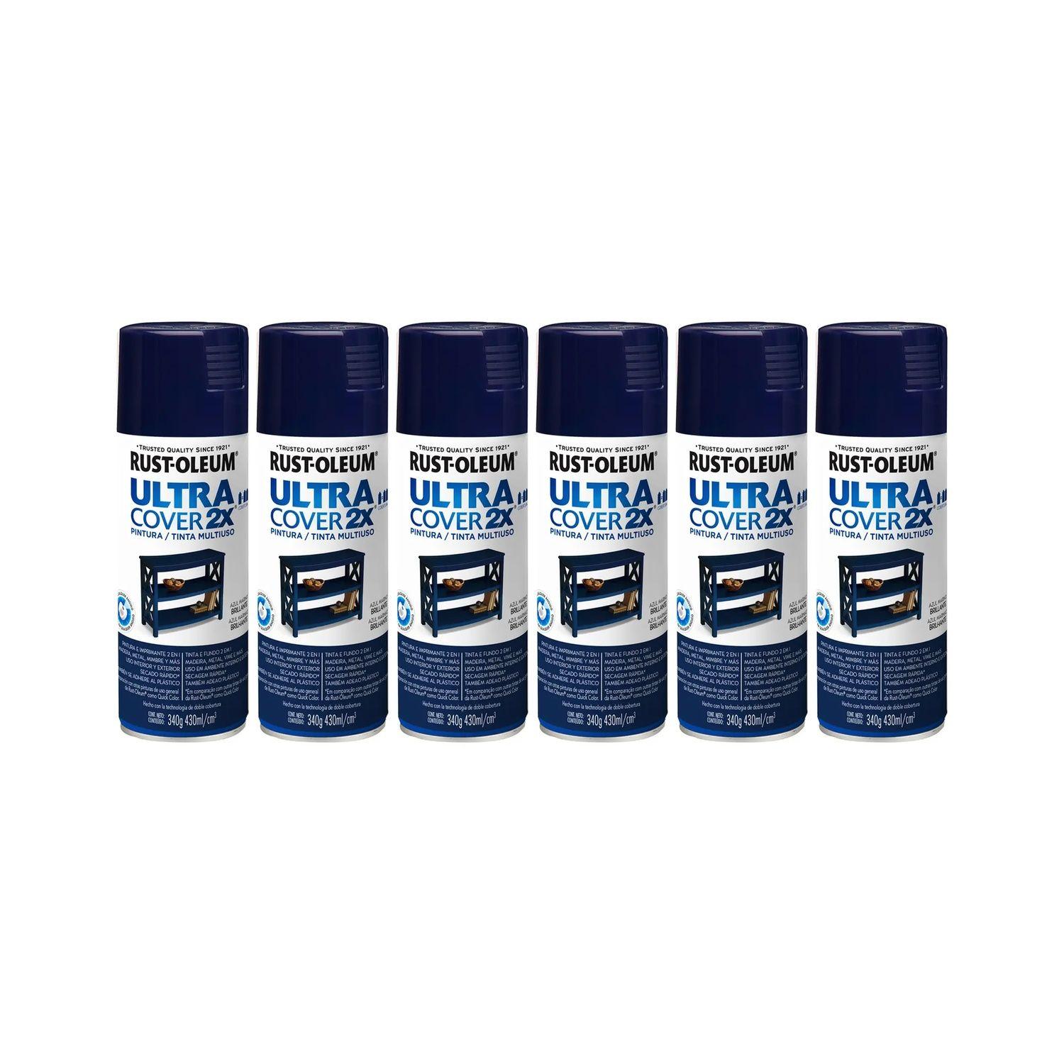 6 Pack Pintura en Spray Ultra Cover 2X Multiuso Azul Marino Brillante 340 g 700062-0