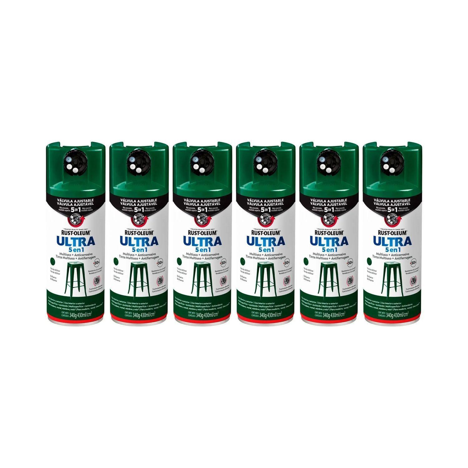 Pack 6 Unid.Spray y Ultra 5 en 1 Anticorrosiva Verde Militar 340g 700010-0