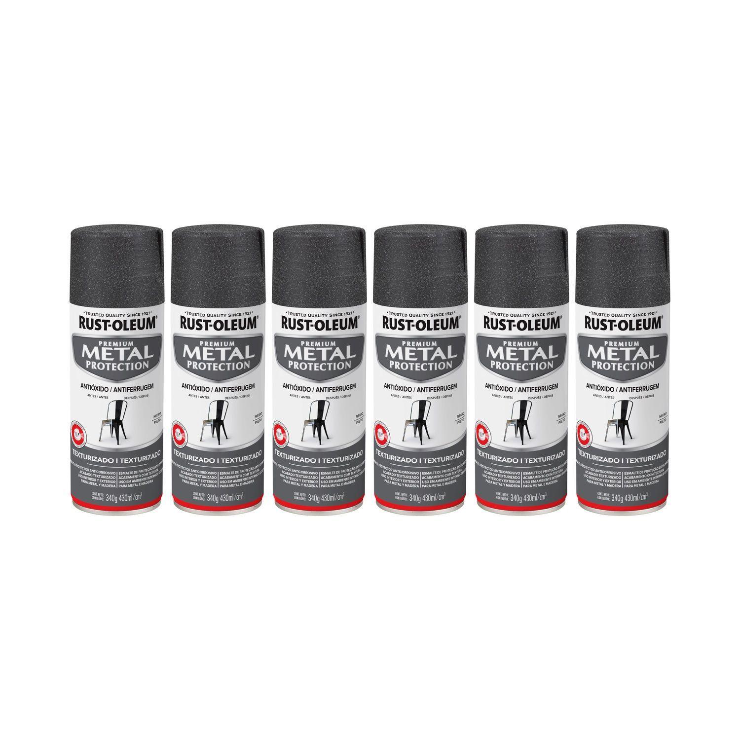 Pack 6 Unid. Pintura en Spray Metal Protection Anticorrosivo Texturado Negro 340 g 700216-0