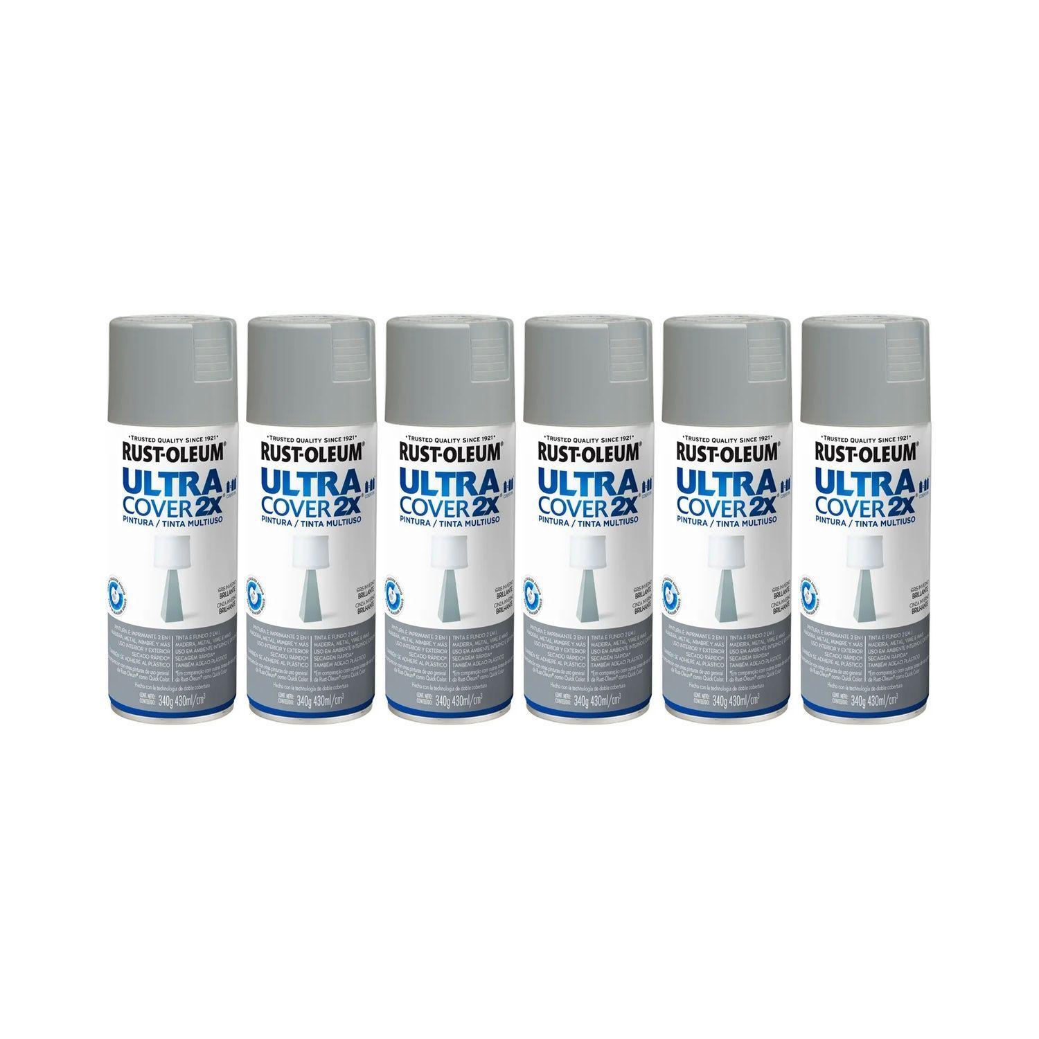 Pack 6 Unid. Pintura en Spray Ultra Cover 2X Multiuso Gris Invierno Brillante 340 g 700065-0