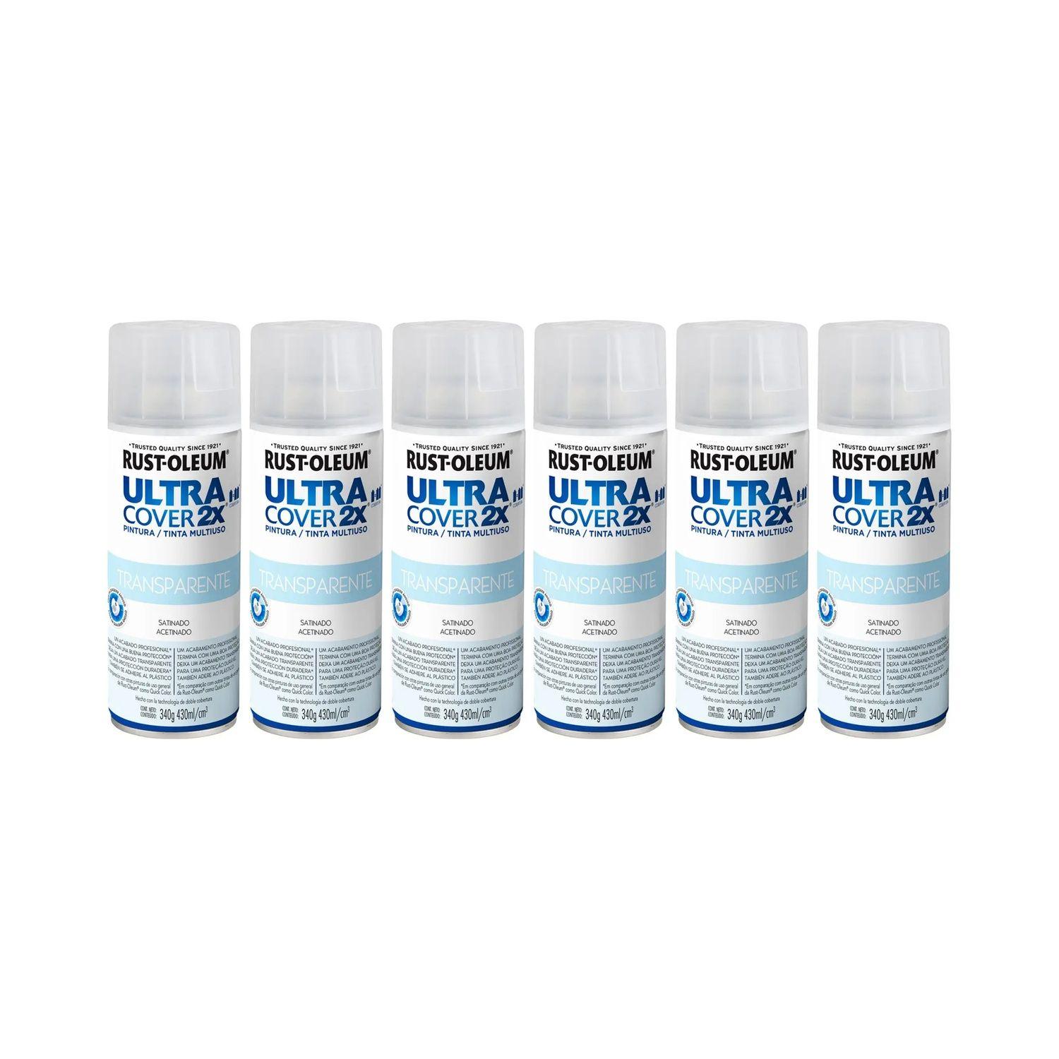 6 Pack Pintura en Spray Ultra Cover 2X Multiuso Transparente Satinado 340 g 700041-0