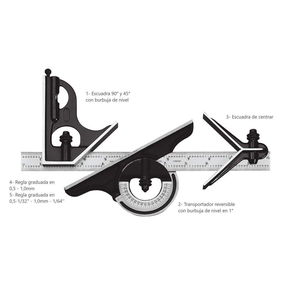 Escuadra Combinada 300mm - 12" - Starrett - Serie C435-1