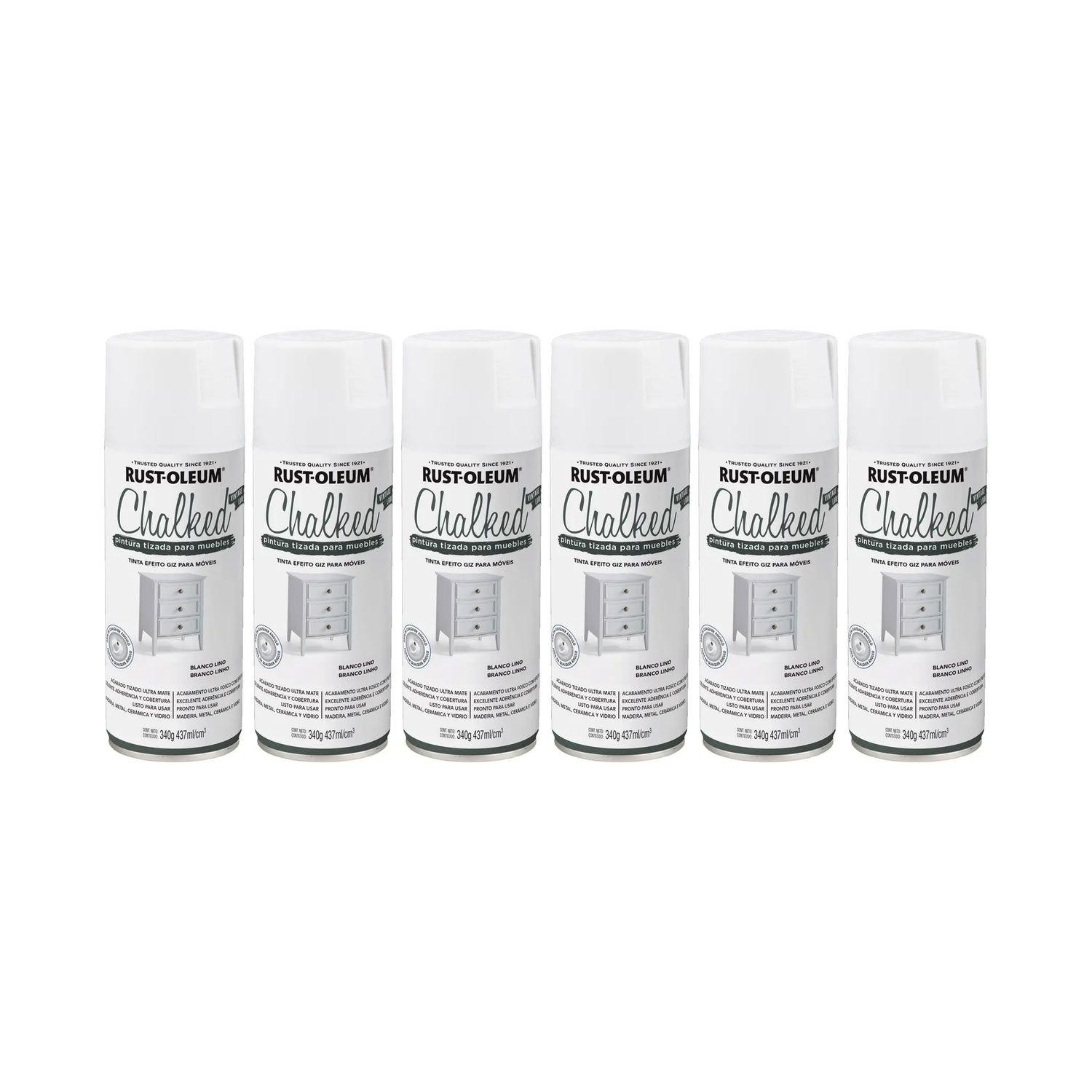 6 Pack Pintura en Spray Chalked Tizada Blanco Lino Ultra Mate 340 g 700105-0