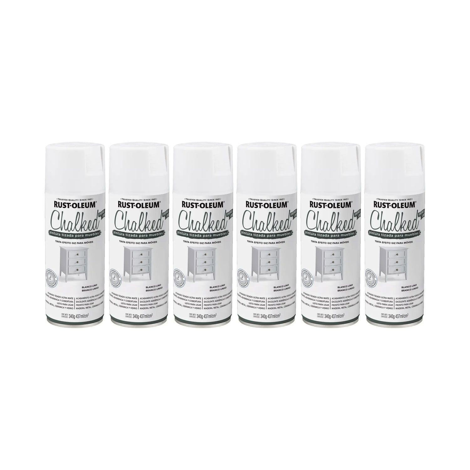 Pack 6 Unid. Pintura en Spray Chalked Tizada Blanco Lino Ultra Mate 340 g 700105-0