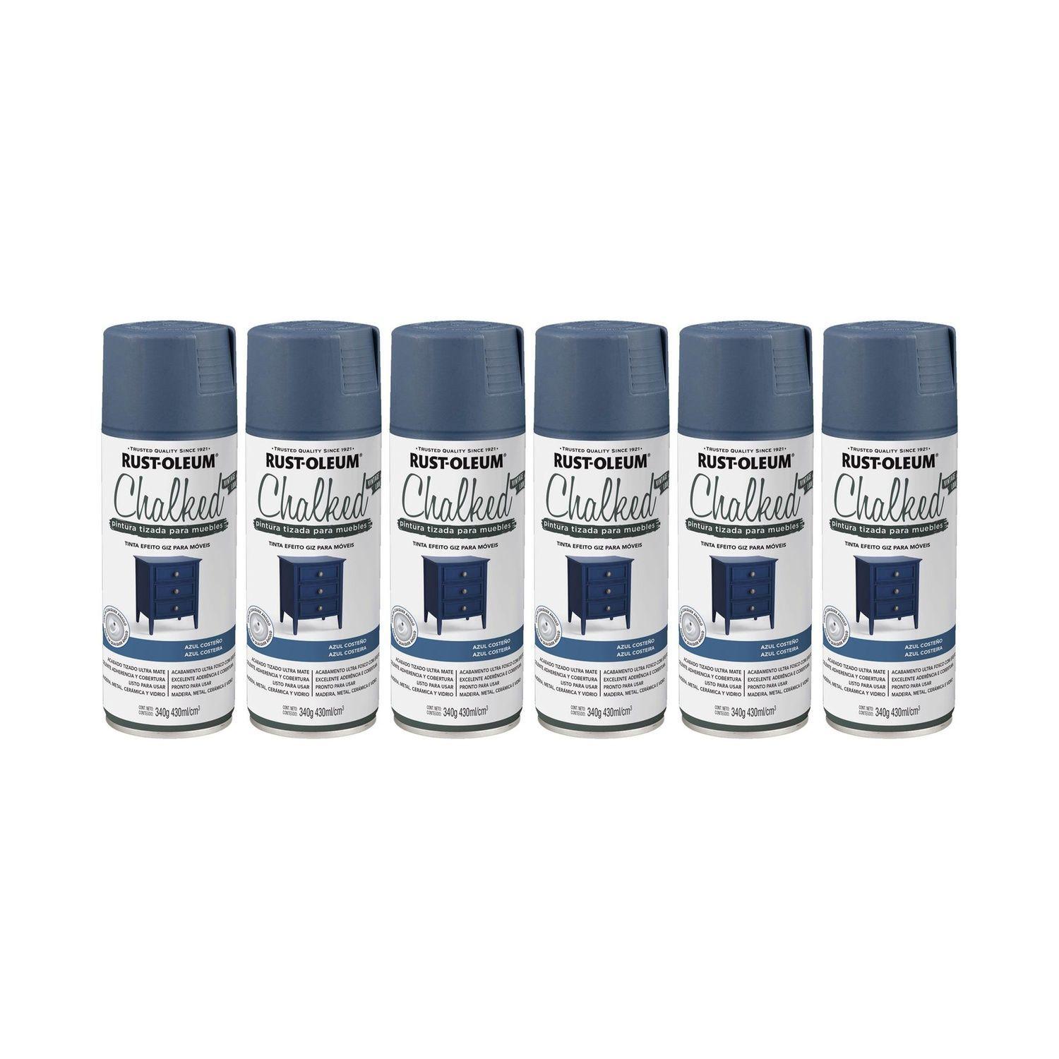 Pack 6 Unid. Pintura en Spray Tizada para Muebles Chalked Azul Costeño Ultra Mate 340 g 700106-0